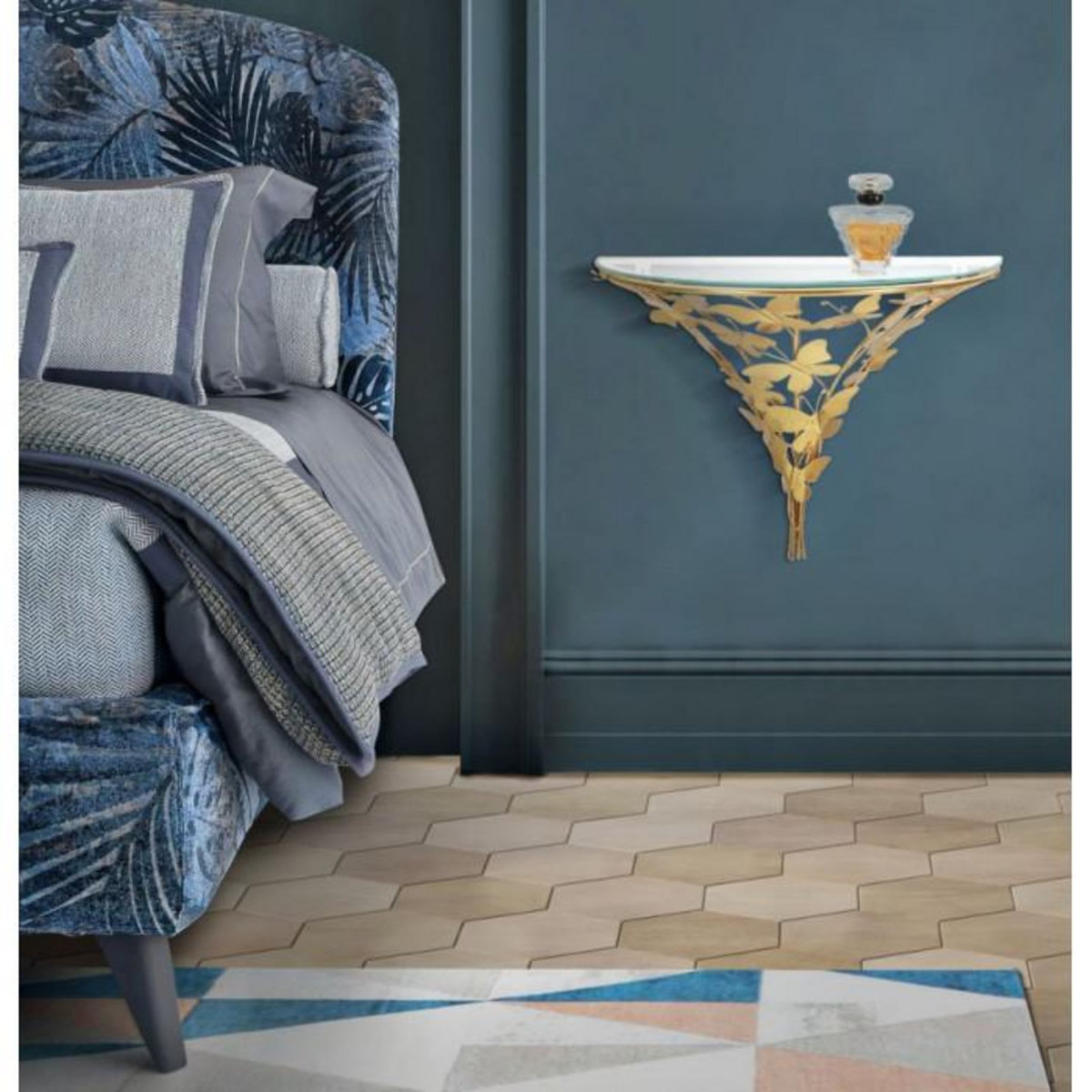 Paris Prix Table de Chevet Murale  Butterfly  44cm Or