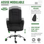 Voir la diapositive 5 : HOMCOM HOMCOM Fauteuil de bureau à roulettes chaise manager ergonomique pivotante hauteur réglable lin noir