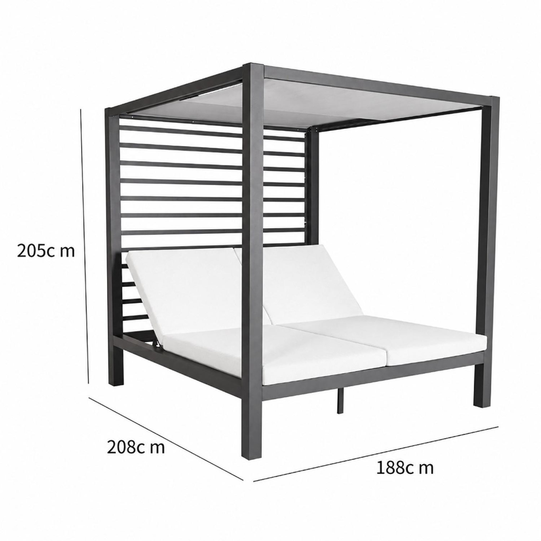 Voir la diapositive 3 : CONCEPT USINE Lit de jardin 2 places structure aluminium gris foncé matala