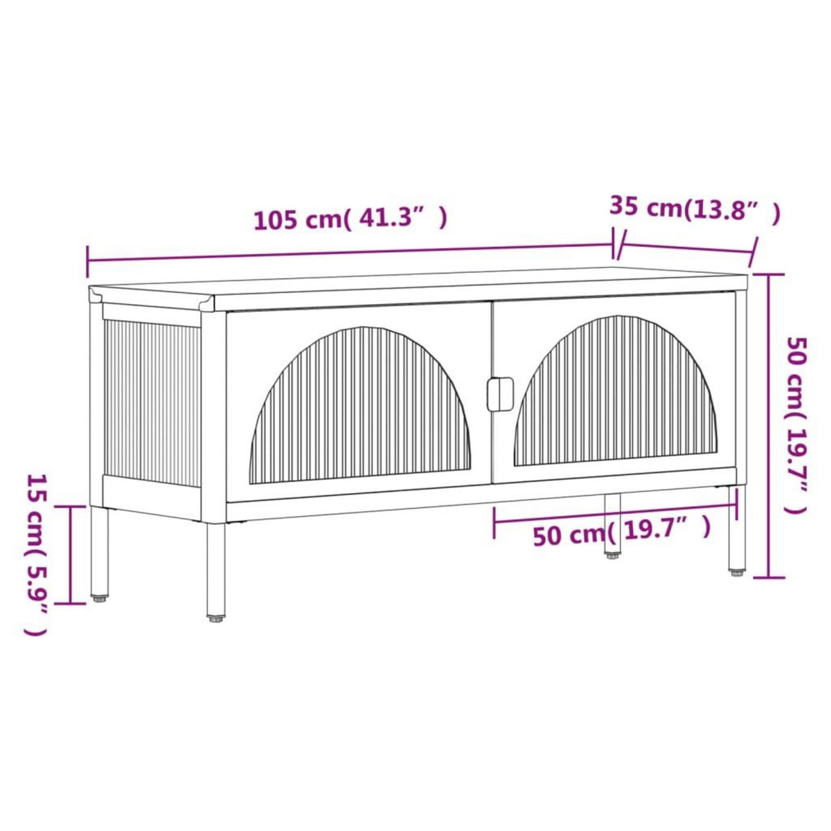 VIDAXL Meuble TV noir 105x35x50 cm verre et acier