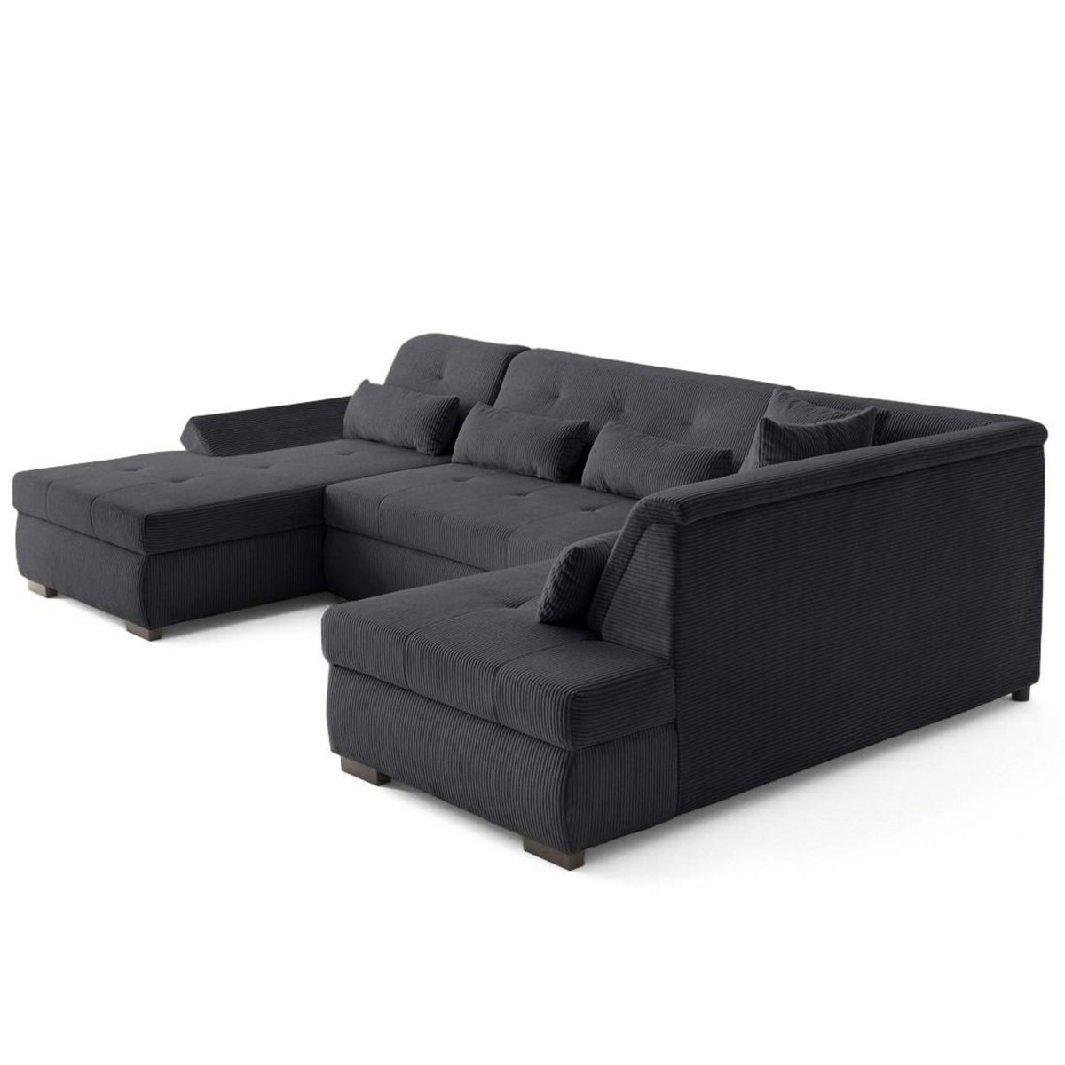 LISA DESIGN Vermont s - canapé panoramique d'angle droit 7 places en velours côtelé