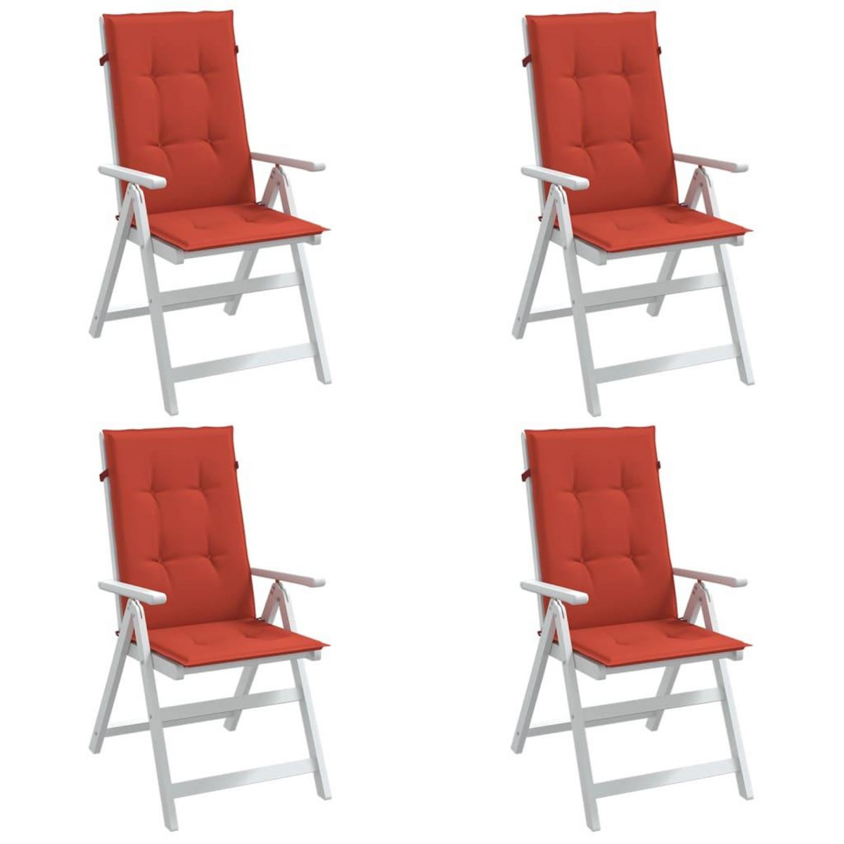 VIDAXL Coussins de chaise a dossier haut lot de 4 rouge melange tissu