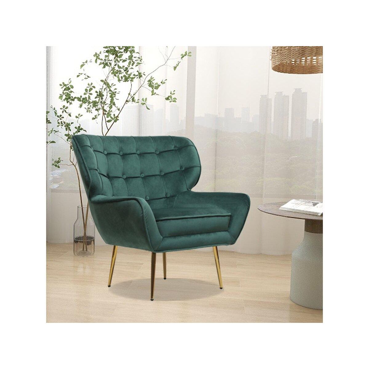 Habitat et Jardin Fauteuil en velours  Austin  - 79 x 71 x 79.5 cm - Vert