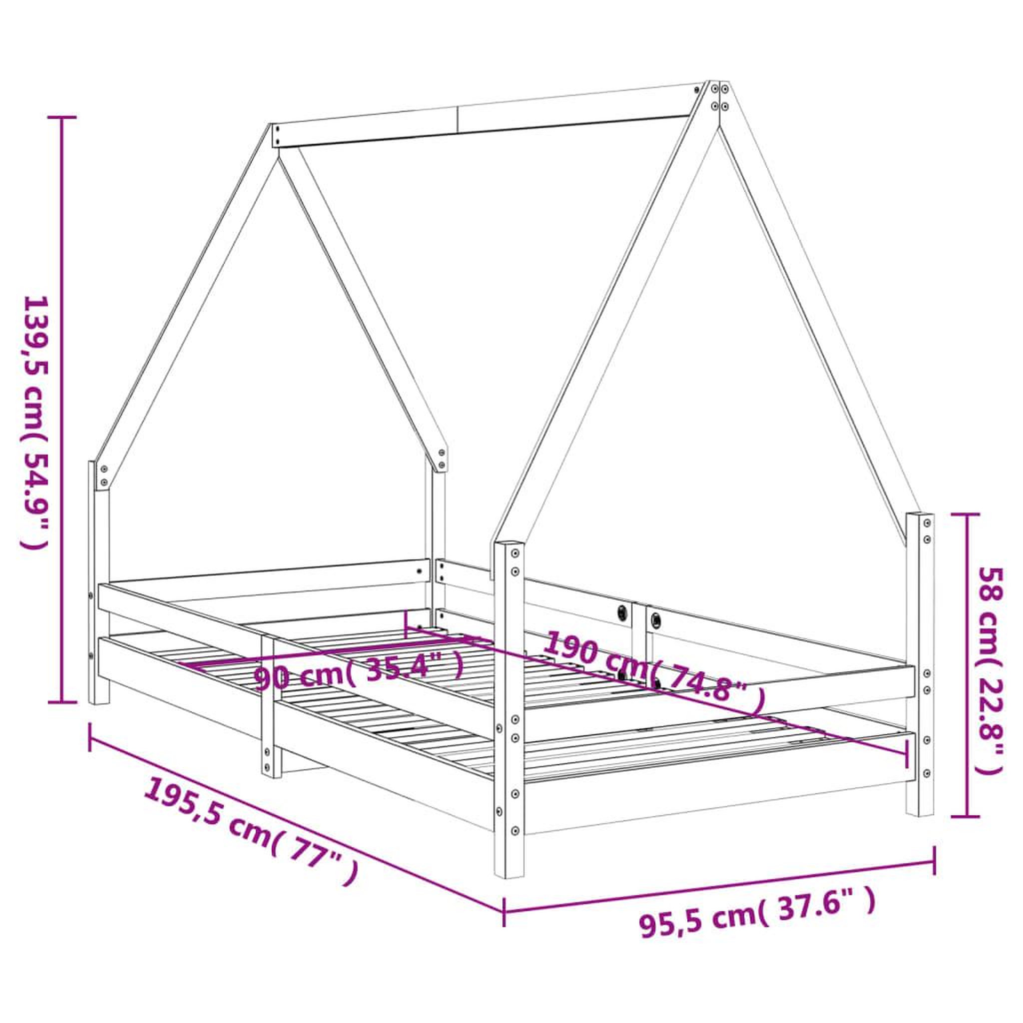 Voir la diapositive 6 : VIDAXL Cadre de lit pour enfants blanc 90x190 cm bois de pin massif