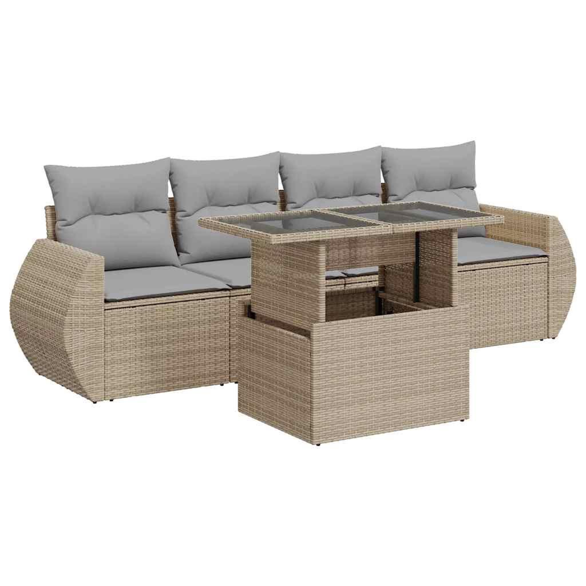 Voir la diapositive 2 : VIDAXL Salon de jardin avec coussins 5 pcs beige resine tressee