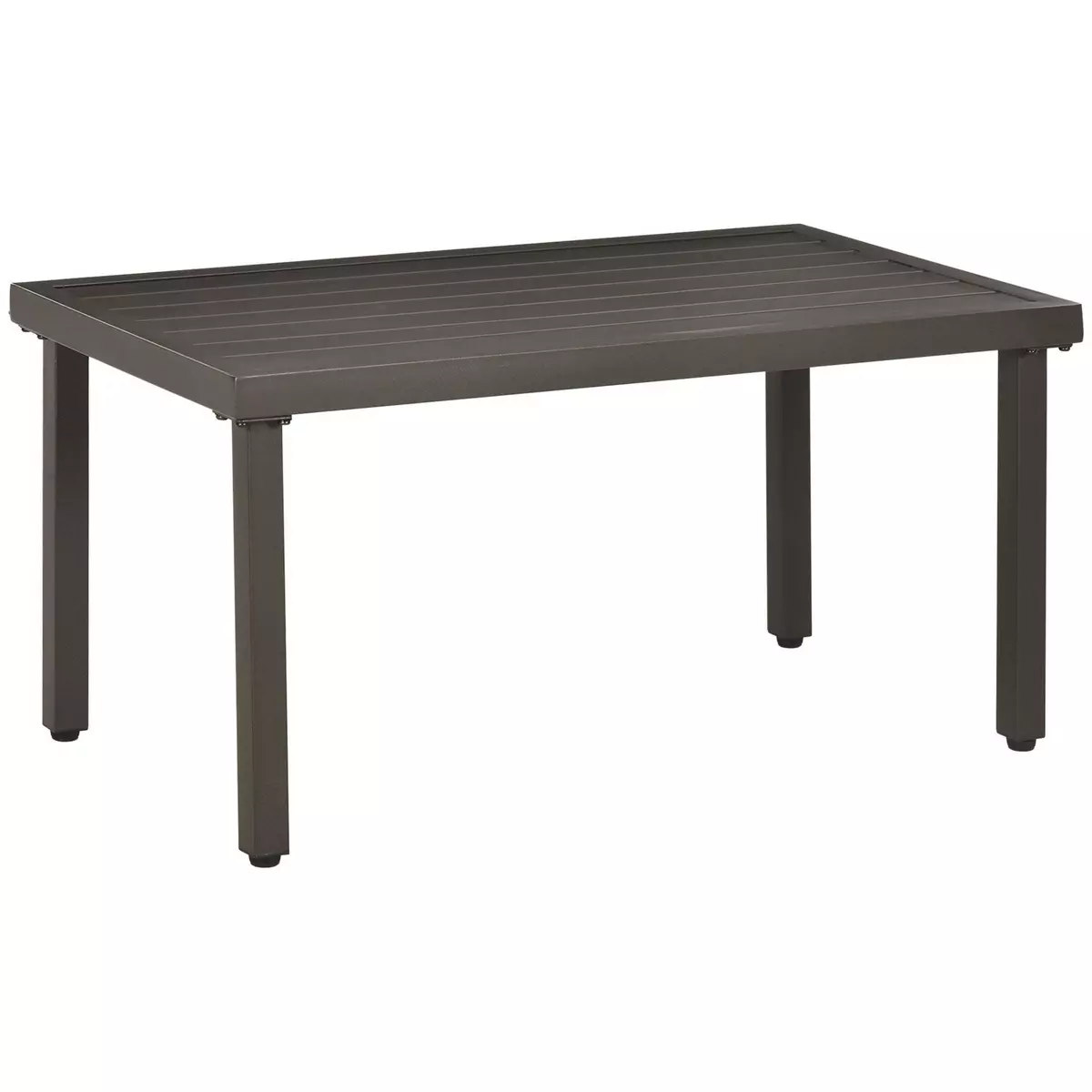 OUTSUNNY Table basse rectangulaire de jardin plateau à lattes pieds réglables dim. 91L x 51l x 46H cm acier marron