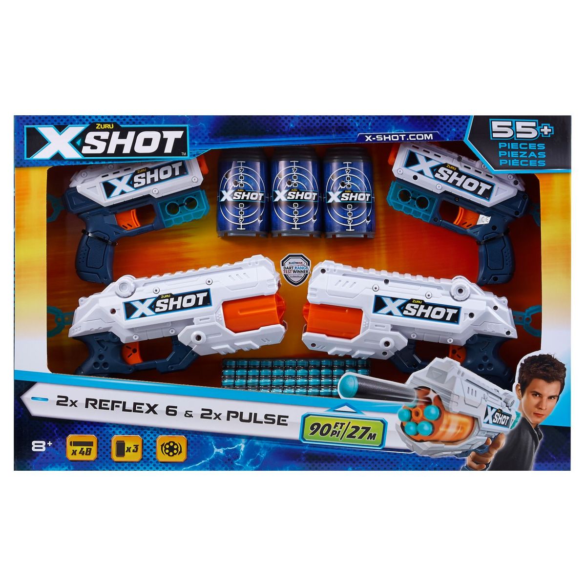 XSHOT ZURU Xshot Combo Pack (2 Kickback,2 Reflex 6)