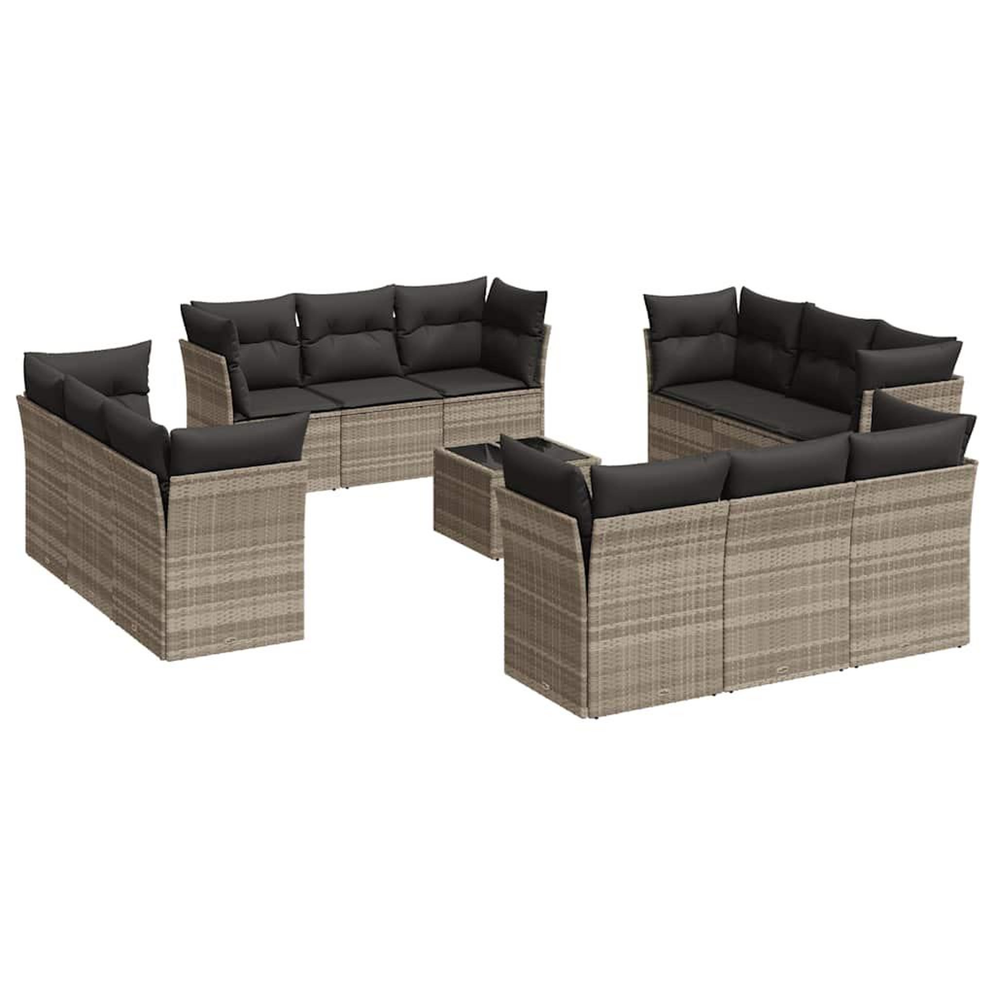 Voir la diapositive 2 : VIDAXL Salon de jardin avec coussins 13 pcs gris clair resine tressee