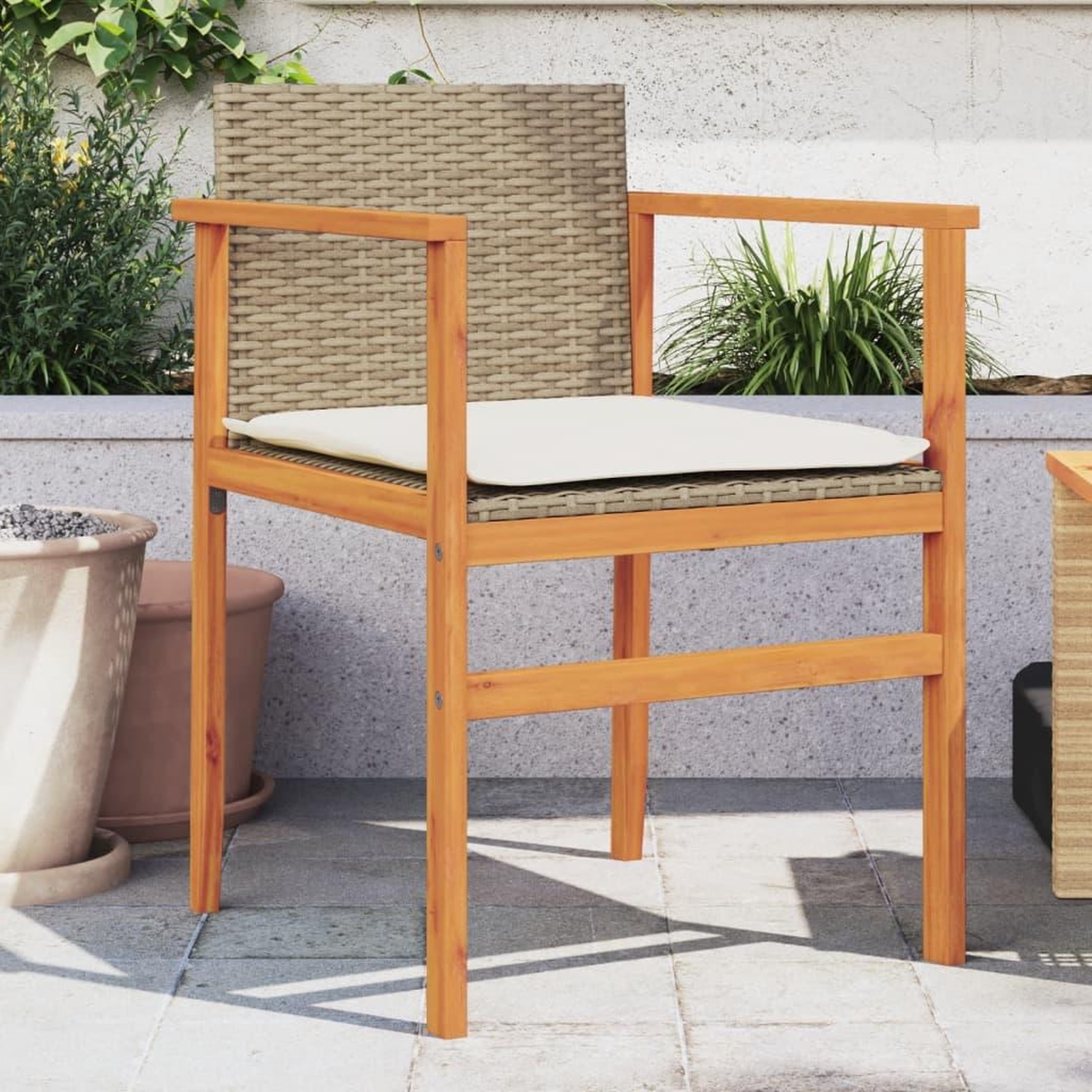 VIDAXL Chaises de jardin coussins lot de 2 beige resine tressee bois