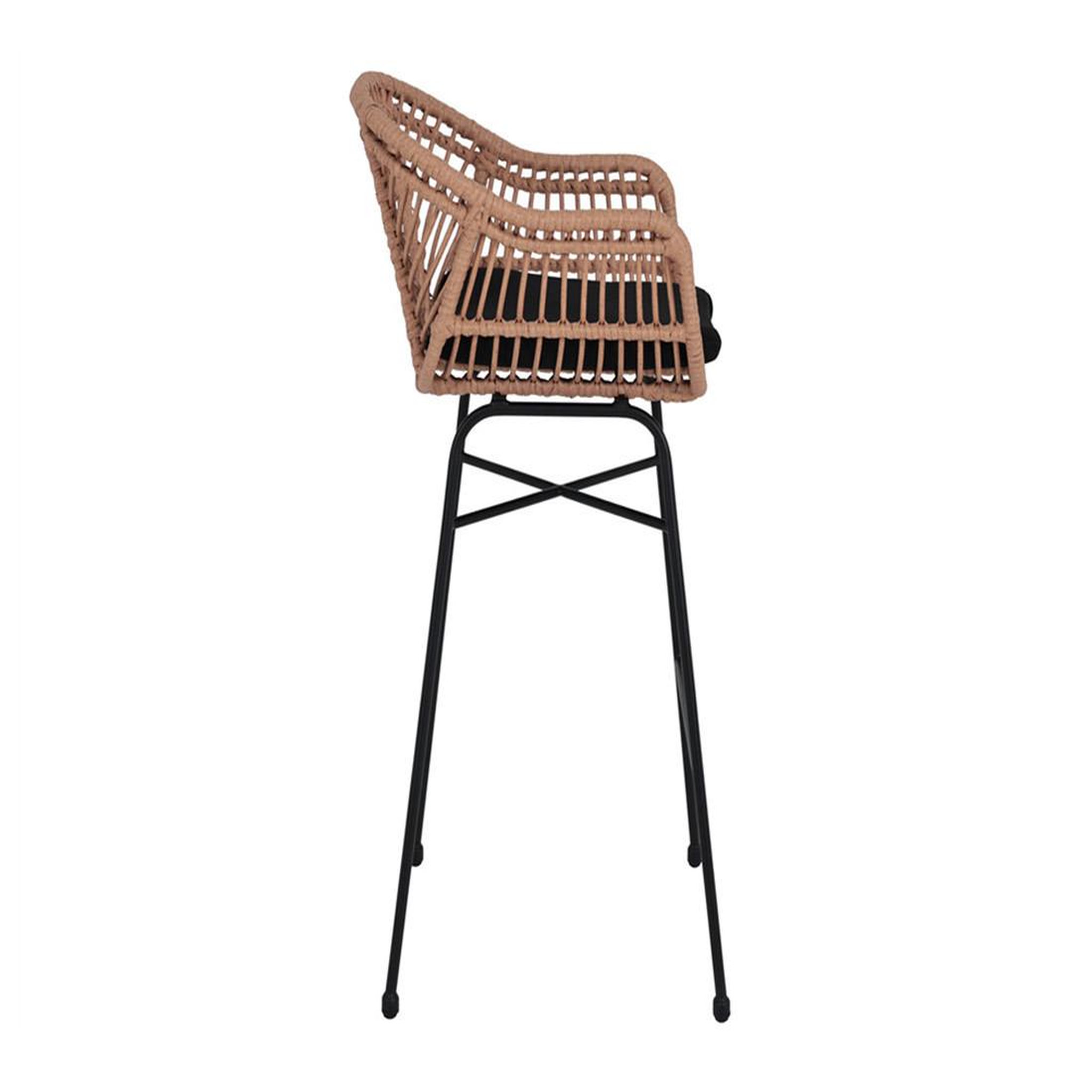Voir la diapositive 4 : BEST MOBILIER Rosano - lot de 4 tabourets - effet rotin - couleur bois et noir