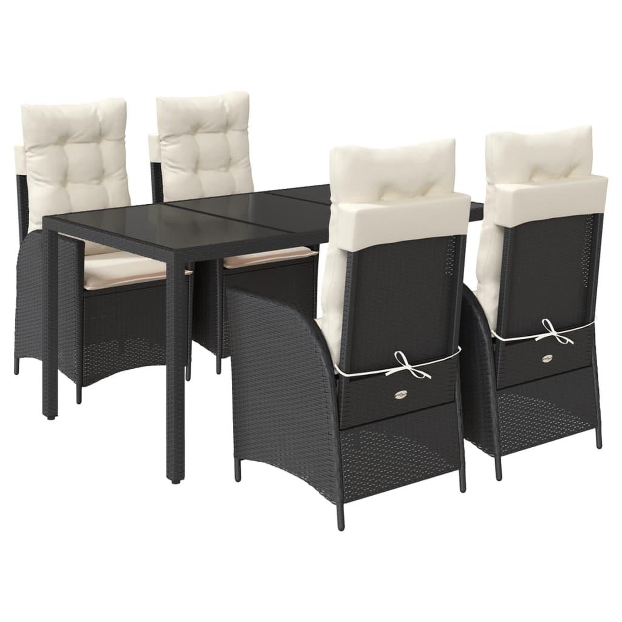 Voir la diapositive 2 : VIDAXL Ensemble a manger de jardin coussins 5pcs Noir Resine tressee