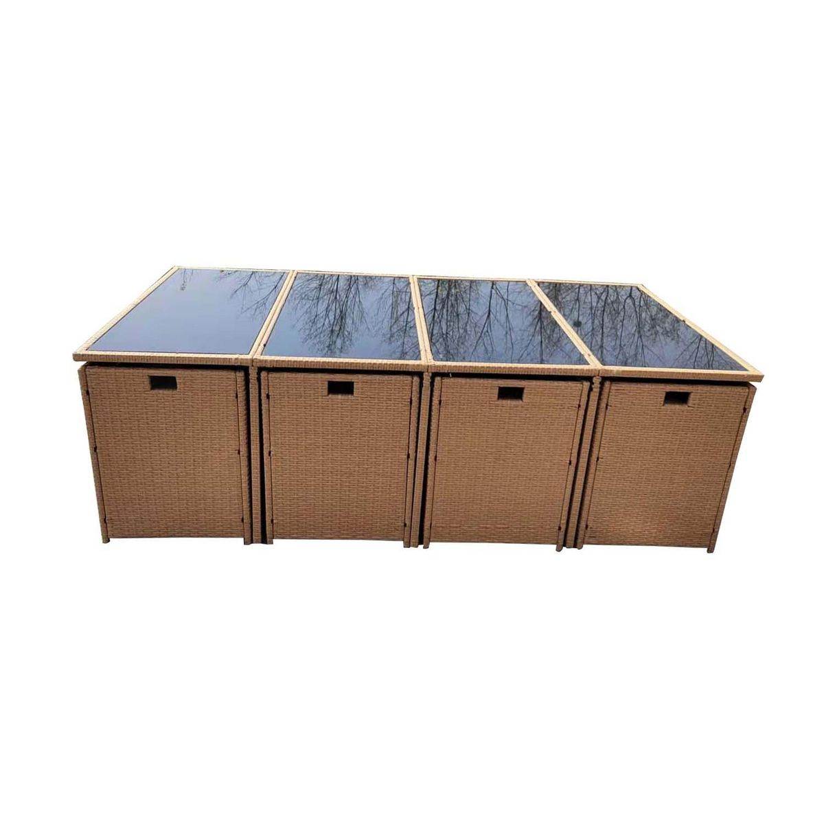 CONCEPT USINE Salon de jardin encastrable résine tressée naturel 12 places FLORIDA