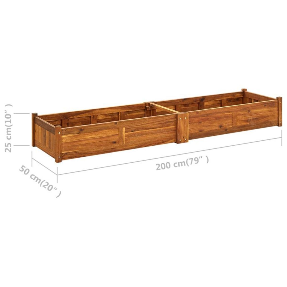 VIDAXL Lit sureleve de jardin Bois d'acacia 200x50x25 cm