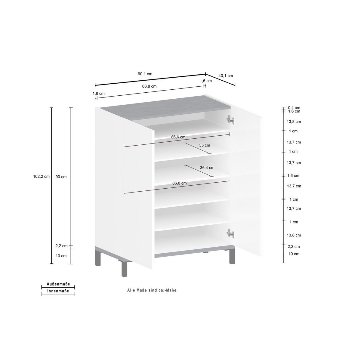 Meuble à chaussures 2 portes L90cm BARI