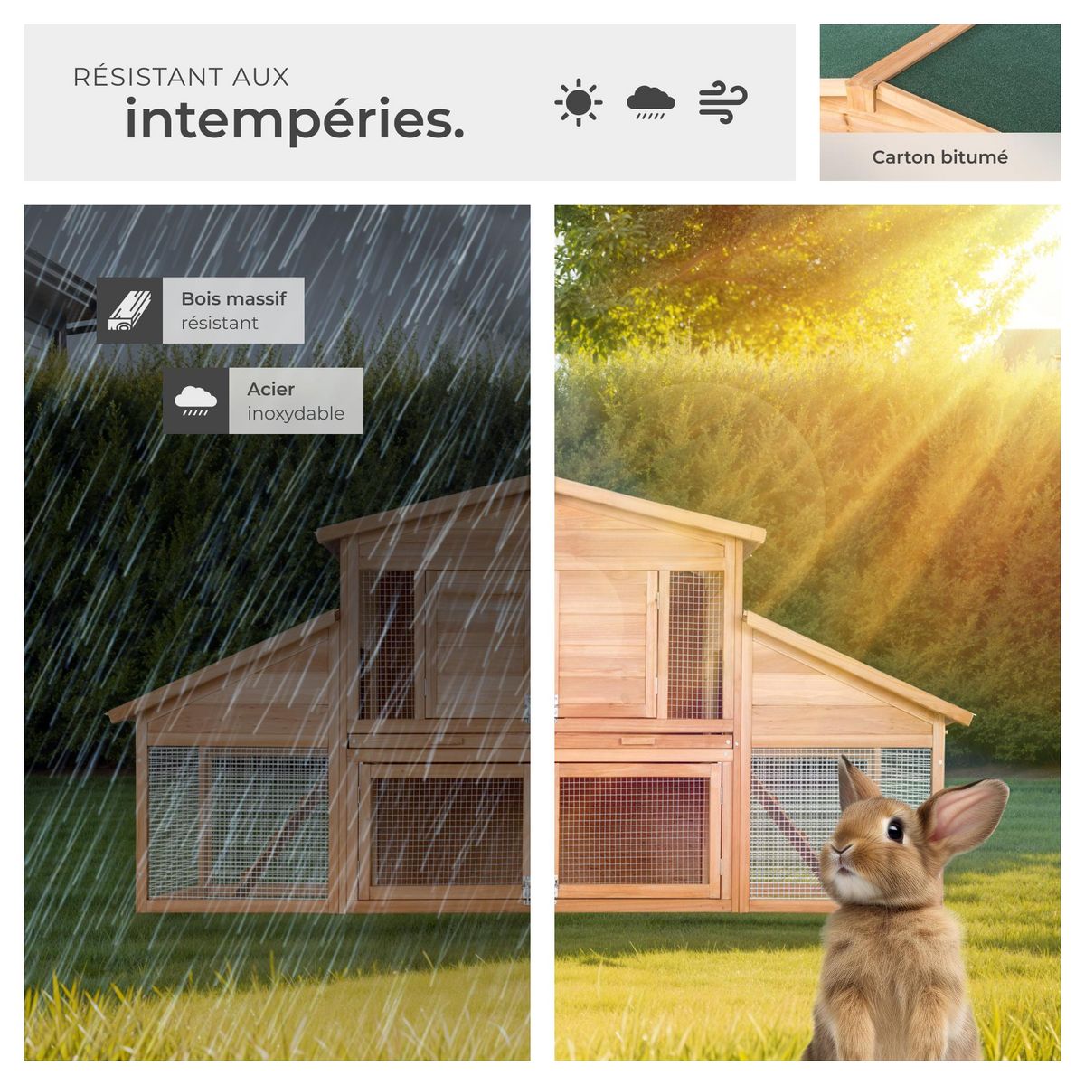 tectake Clapier pour petits rongeurs en bois marron