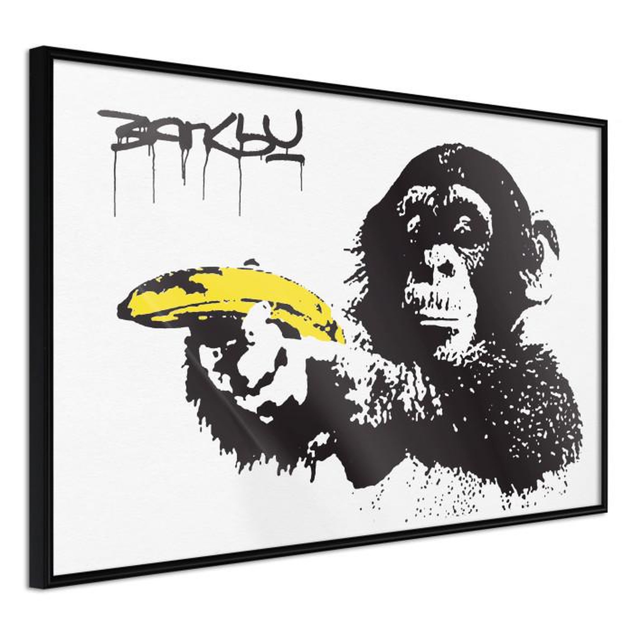 Paris Prix Affiche Murale Encadrée  Banksy Banana Gun I. Coloris disponibles : Noir, Jaune