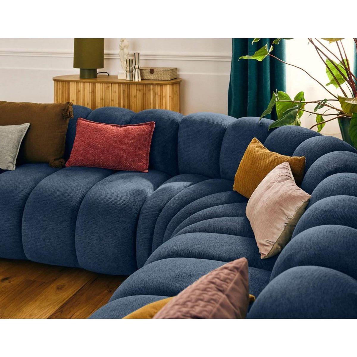 LISA DESIGN Debbie - canapé modulable d'angle gauche 5 places en tissu texturé