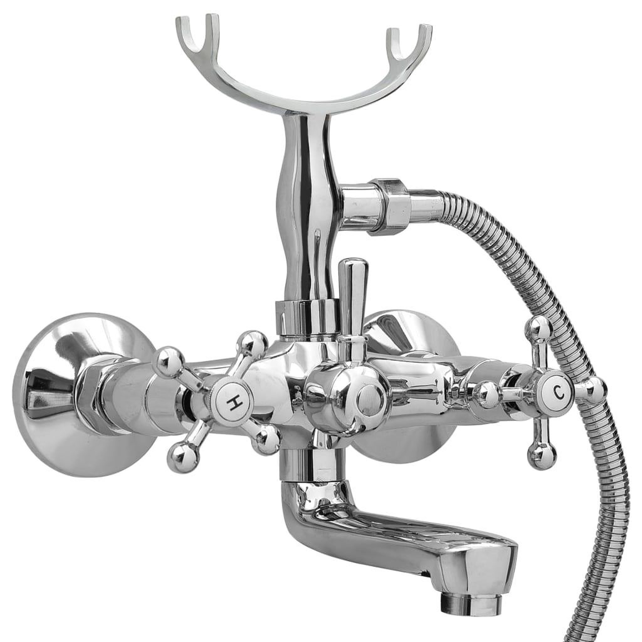 Voir la diapositive 2 : VIDAXL Robinet de baignoire a 2 poignees et deviateur de douche chrome