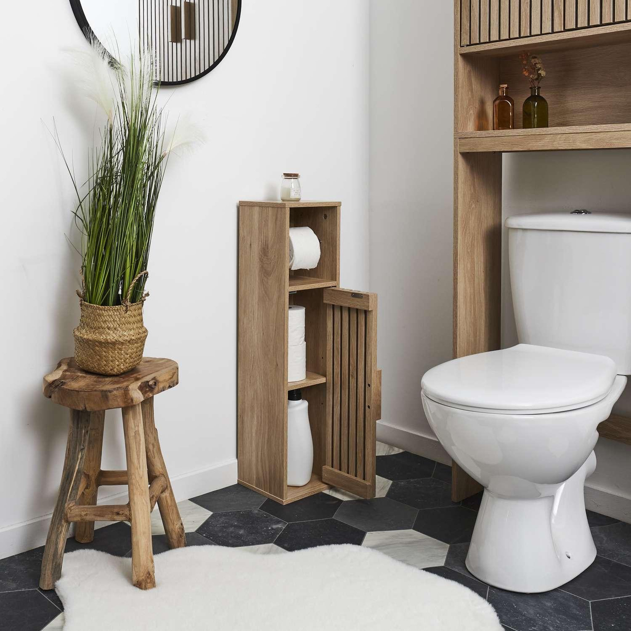 Voir la diapositive 2 : The Home Deco Factory Meuble dérouleur de papier toilette saulk - marron