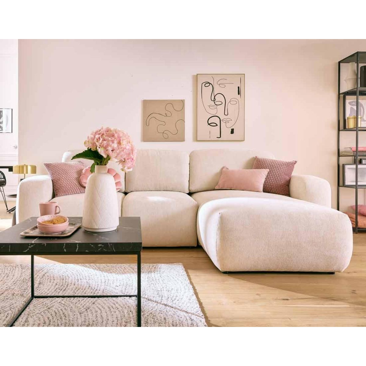 LISA DESIGN Sorrente - canapé d'angle réversible - convertible avec coffre - 4 places - en tissu texturé