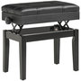 Voir la diapositive 4 : HOMCOM Banquette tabouret siège pour piano coffre intégré hauteur réglable bois hévéa assise revêtement synthétique noir