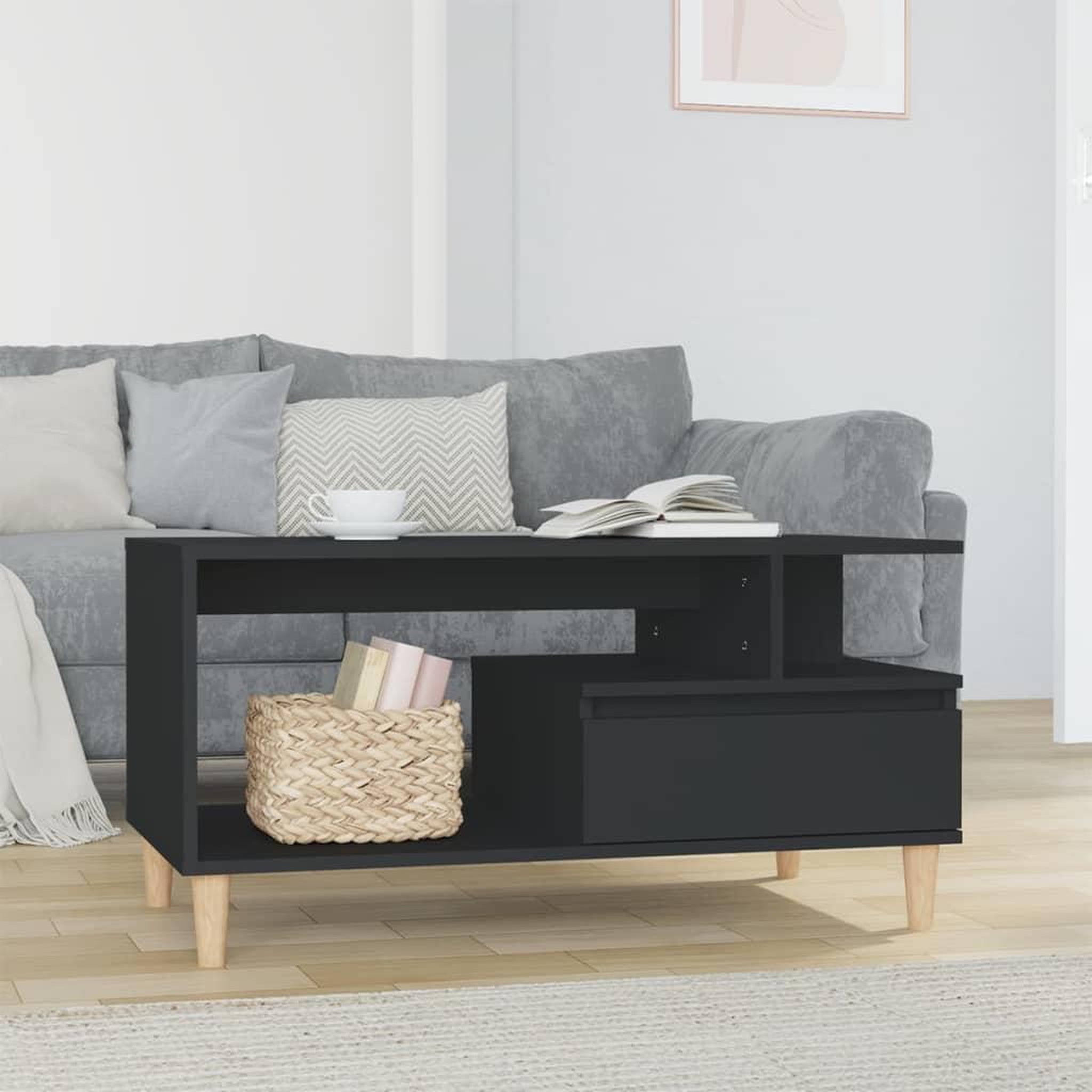 Voir la diapositive 1 : VIDAXL Table basse Noir 90x49x45 cm Bois d'ingenierie