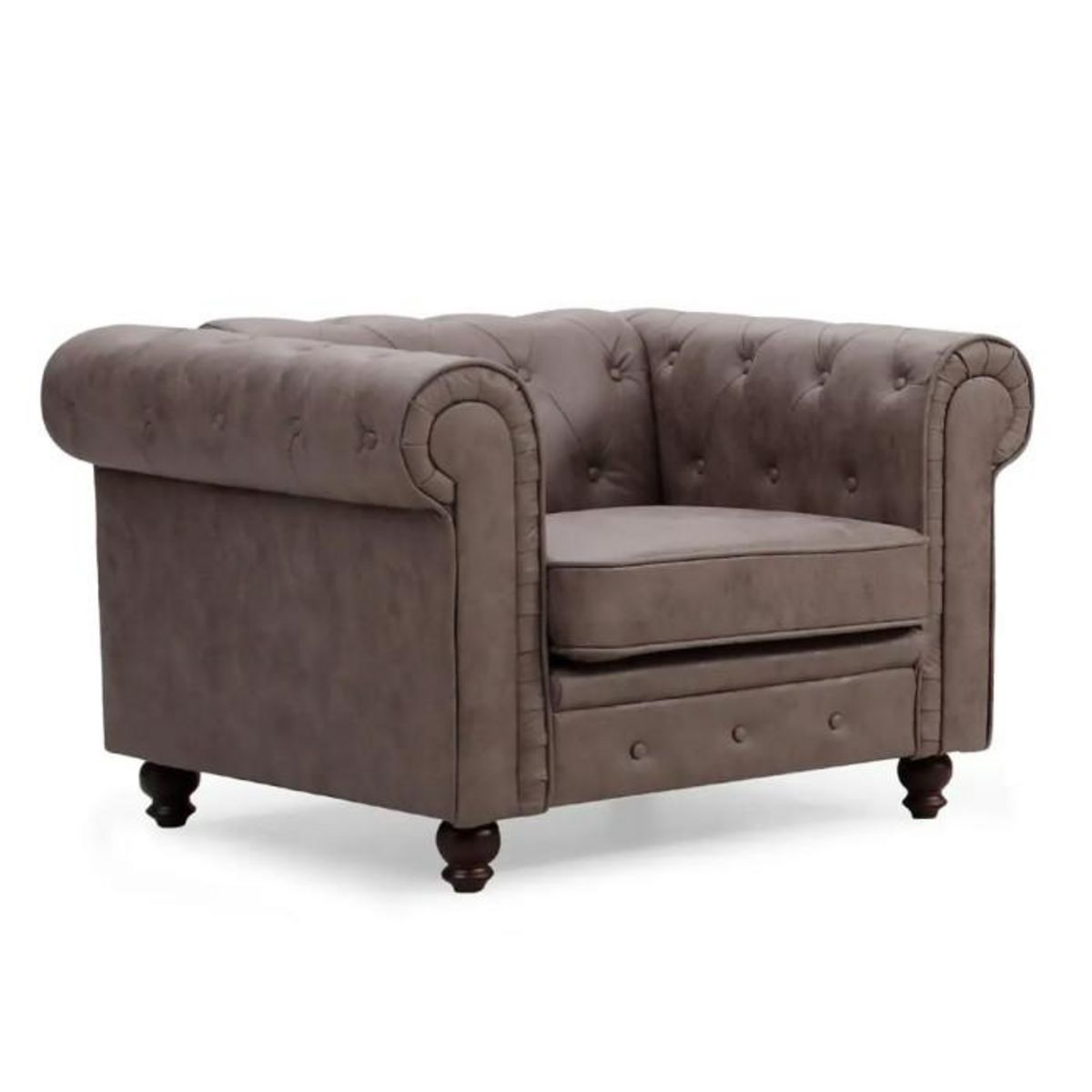 Paris Prix Fauteuil Design  Chesterfield  110cm Marron Vintage