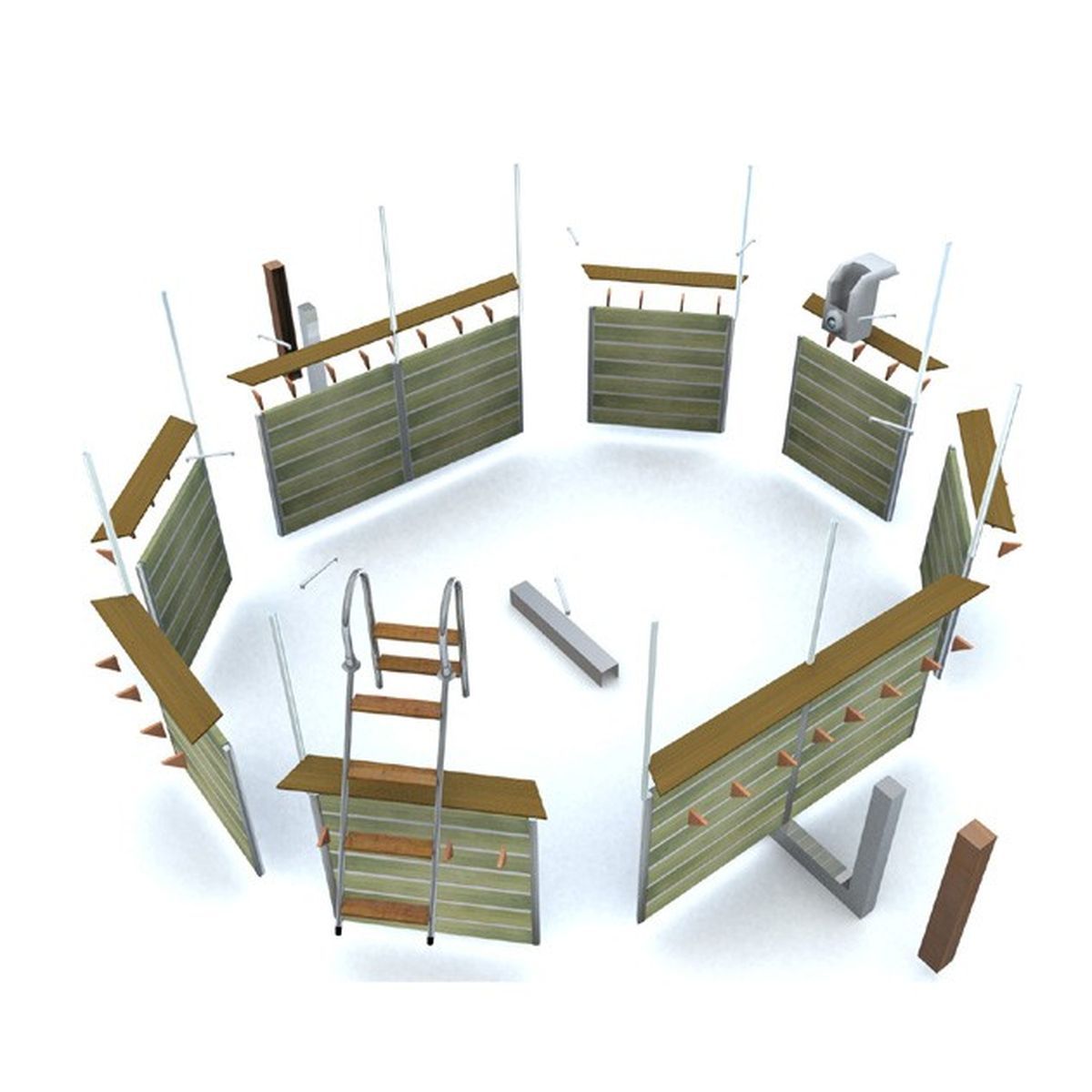 WATERCLIP Piscine en bois longitudinale 590x420x129 FUGUA