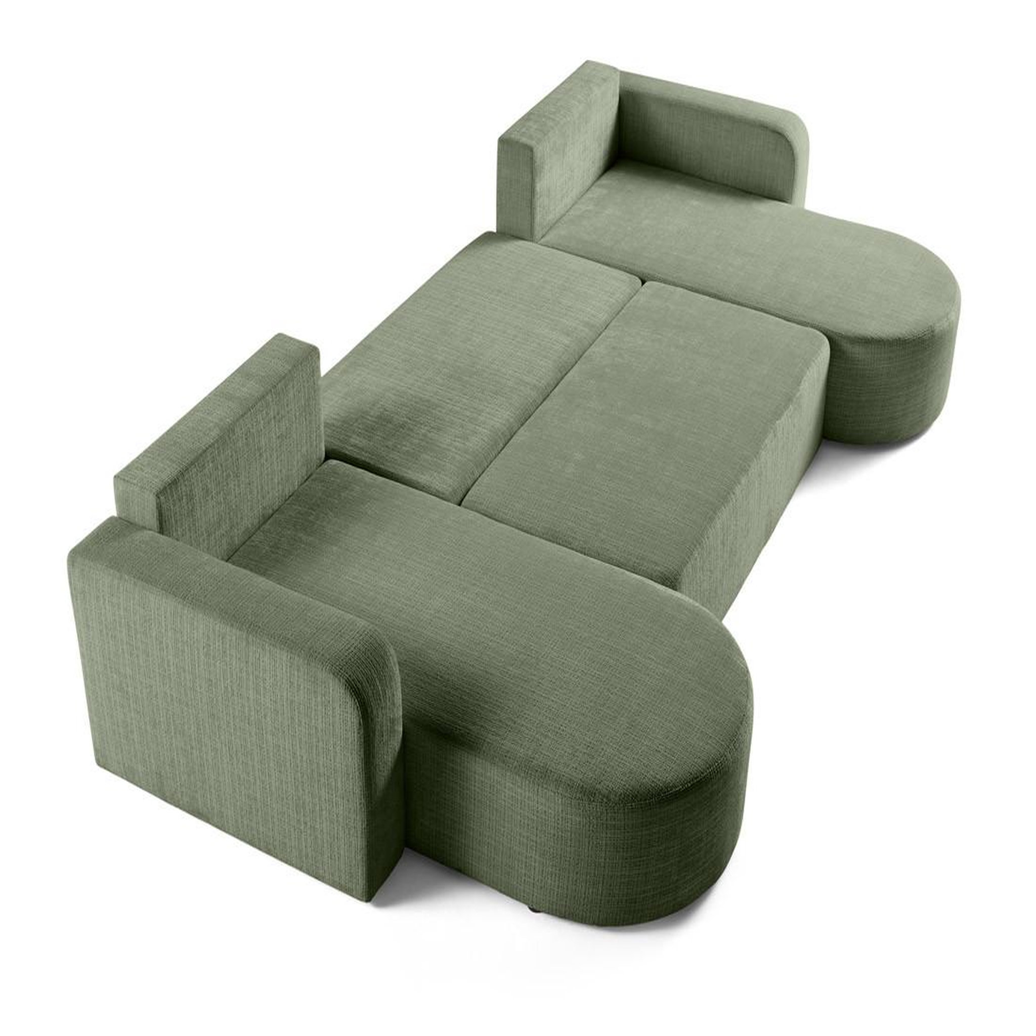 Voir la diapositive 3 : BEST MOBILIER Miro - canapé panoramique en u 7 places - convertible avec coffre - en velours texturé