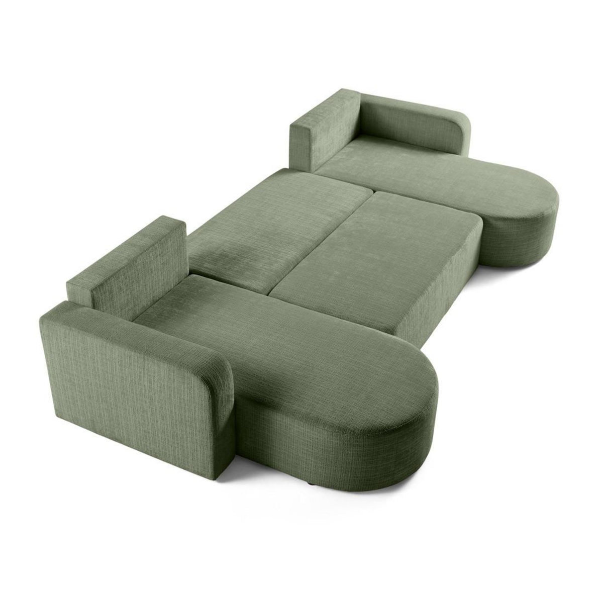 BEST MOBILIER Miro - canapé panoramique en u 7 places - convertible avec coffre - en velours texturé