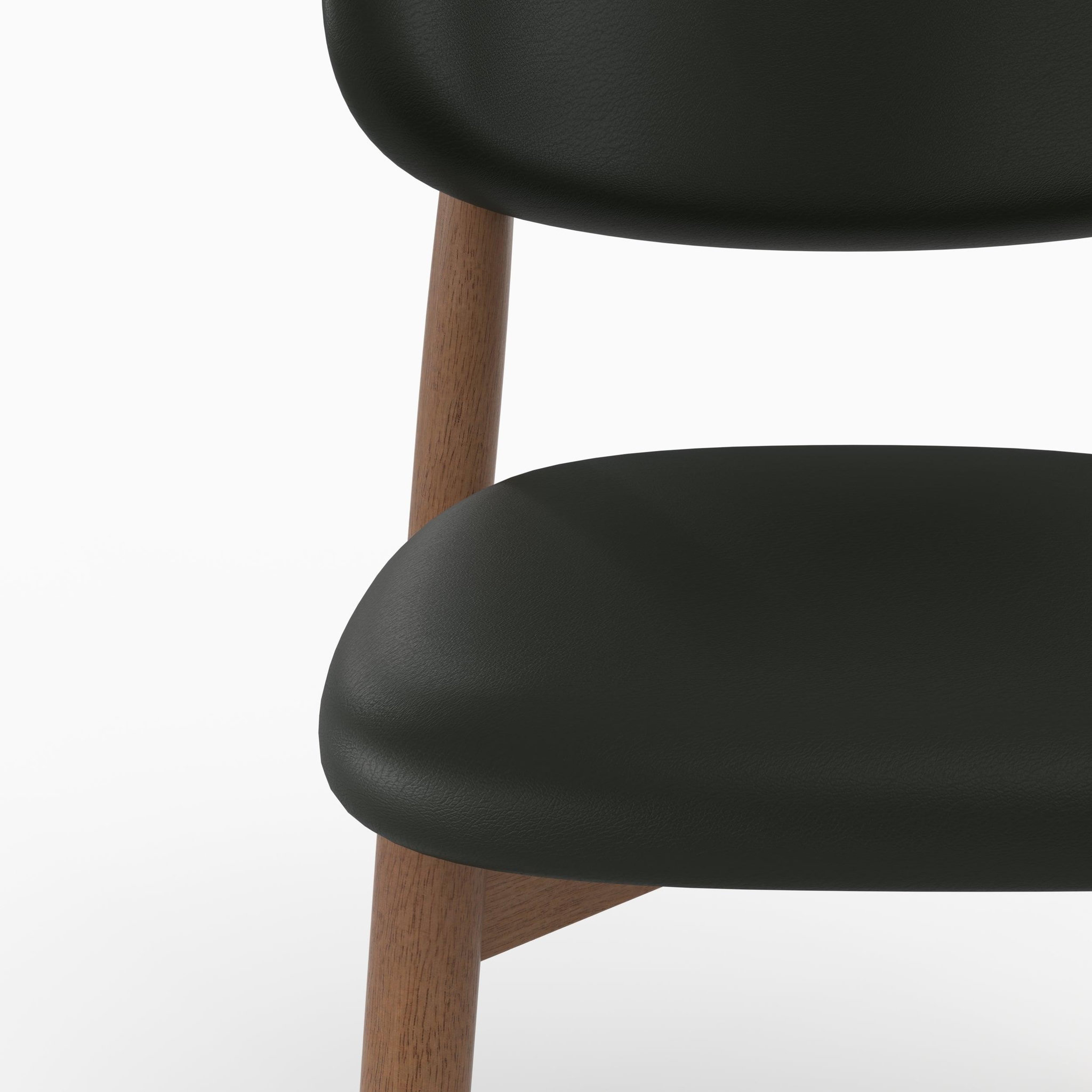 Voir la diapositive 5 : MAISON PAVANE Lot de 2 chaises en cuir synthétique noir et bois d'hévéa foncé-yuna