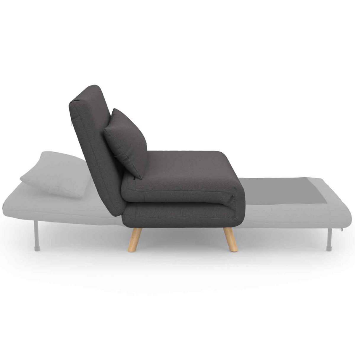 ID MARKET Fauteuil convertible ROMEO lit d'appoint 1 place 80x190 cm tissu gris anthracite