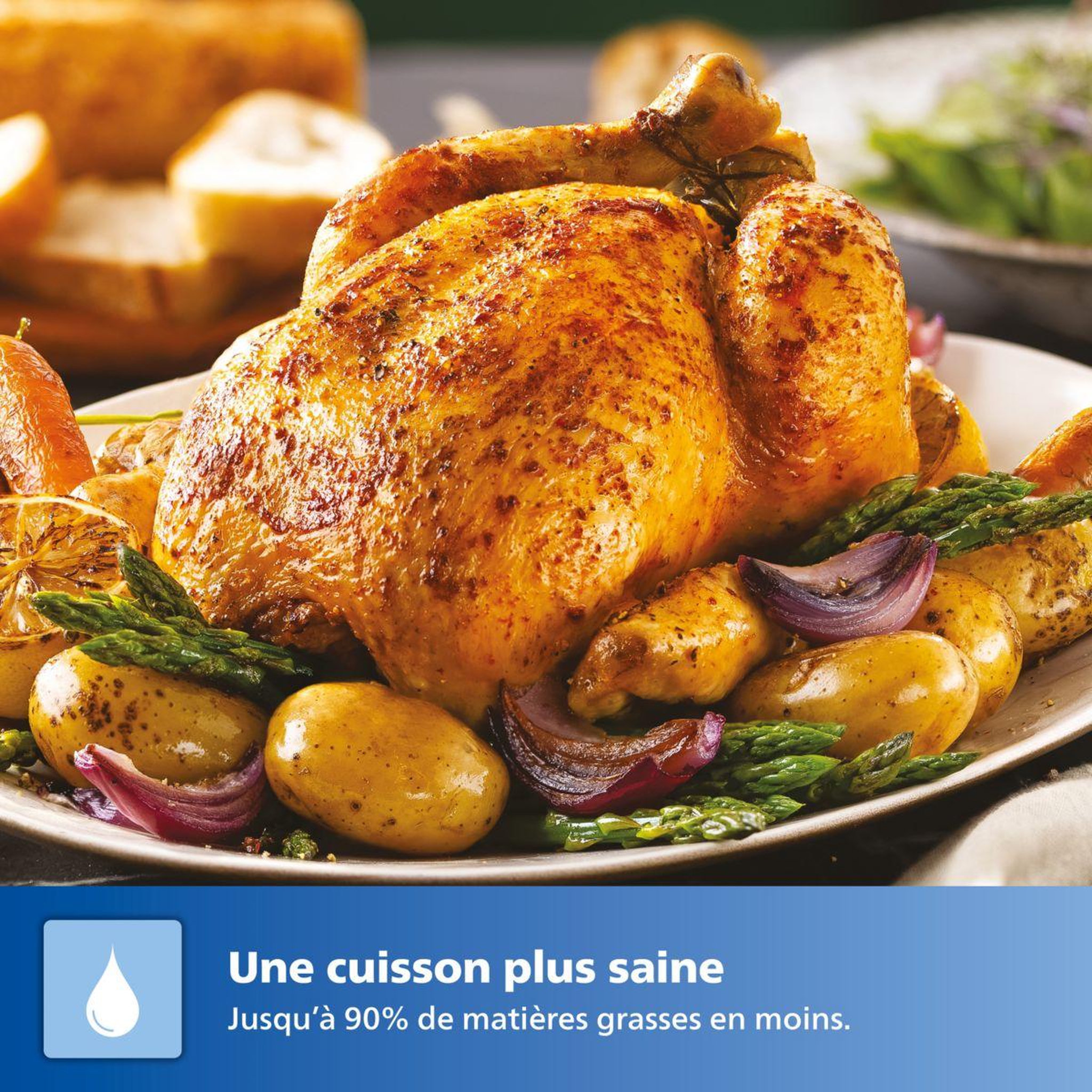 Voir la diapositive 2 : Philips Airfryer na352/00 friteuse sans huile double panier noir/doré, série 3000 9l (3+6l)
