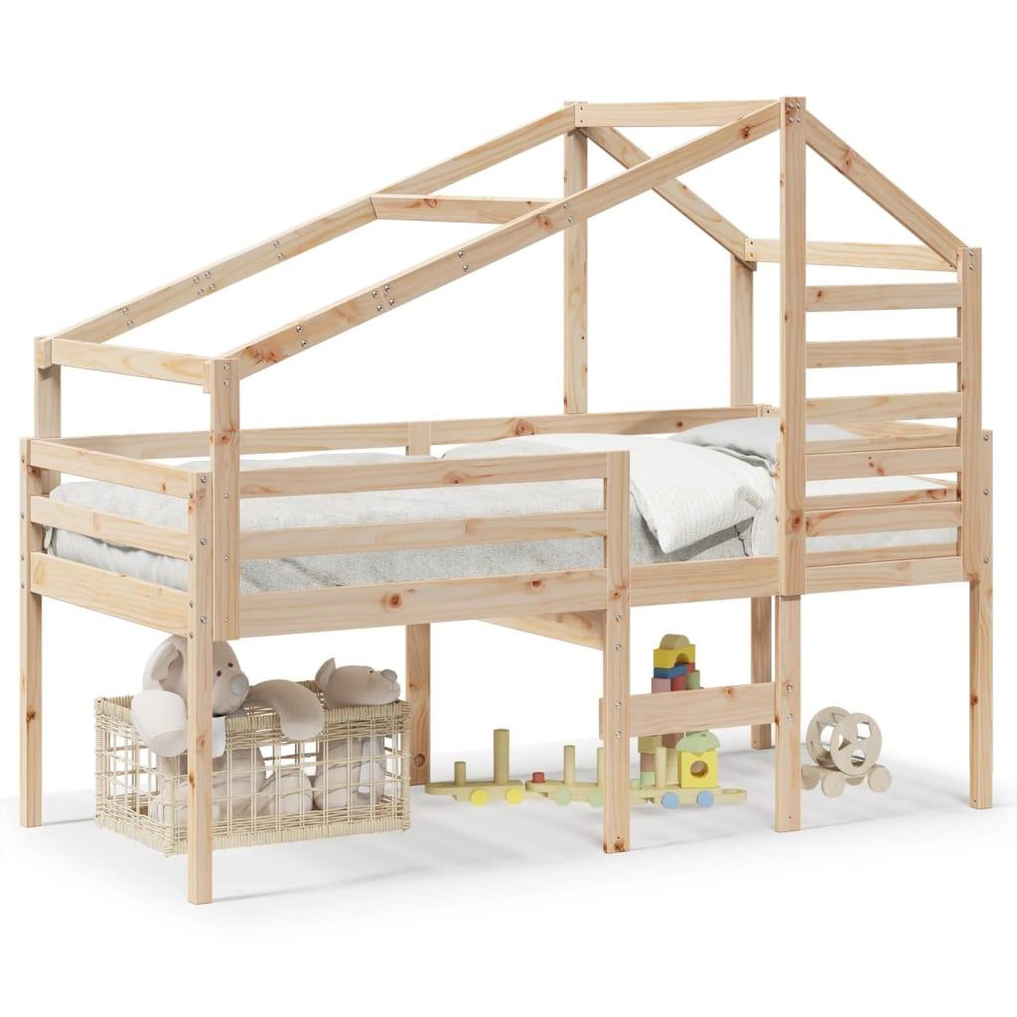 Voir la diapositive 2 : VIDAXL Lit haut sans matelas 80x200 cm bois de pin massif