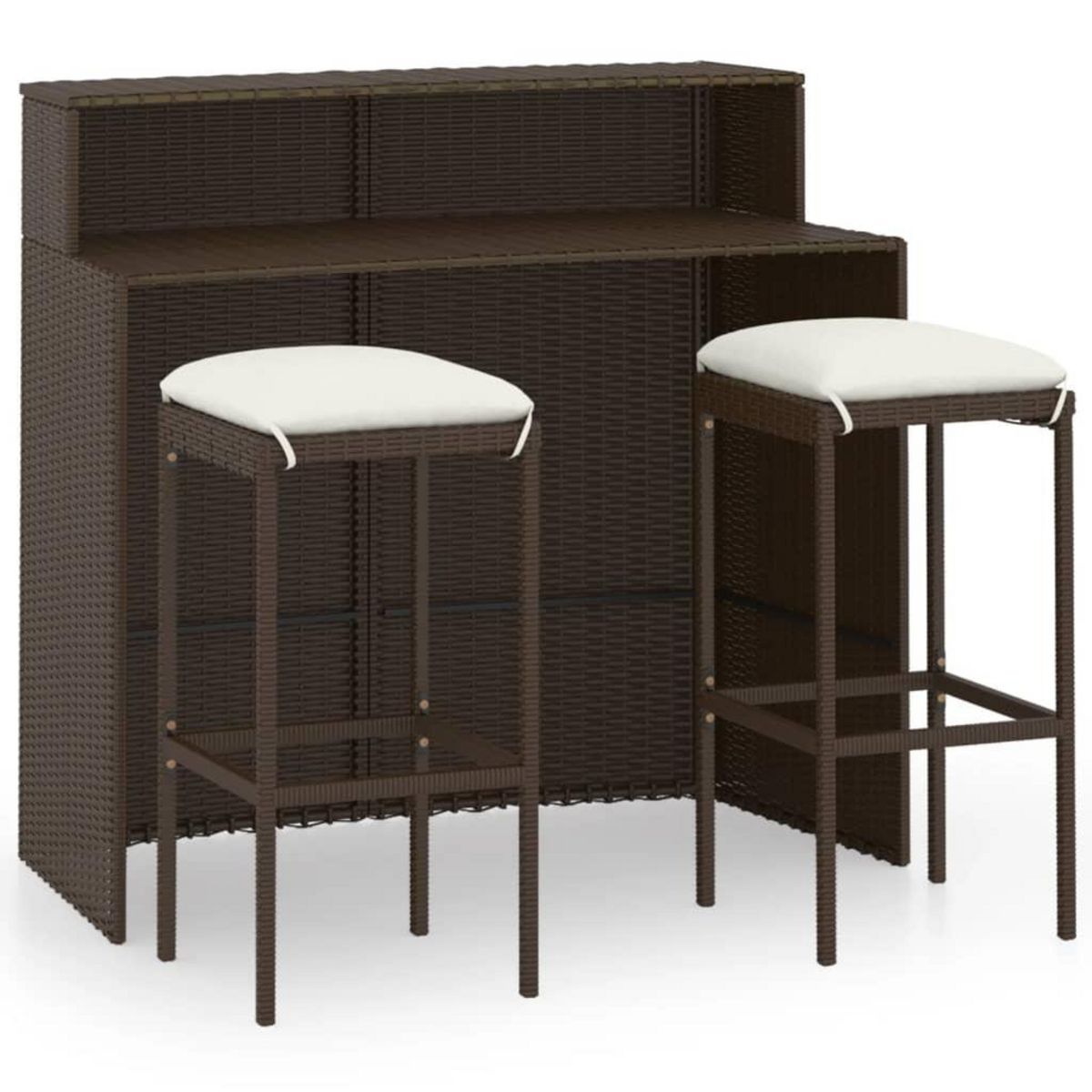 VIDAXL Ensemble de bar de jardin avec coussins 3 pcs Marron