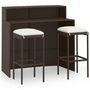 Voir la diapositive 2 : VIDAXL Ensemble de bar de jardin avec coussins 3 pcs Marron