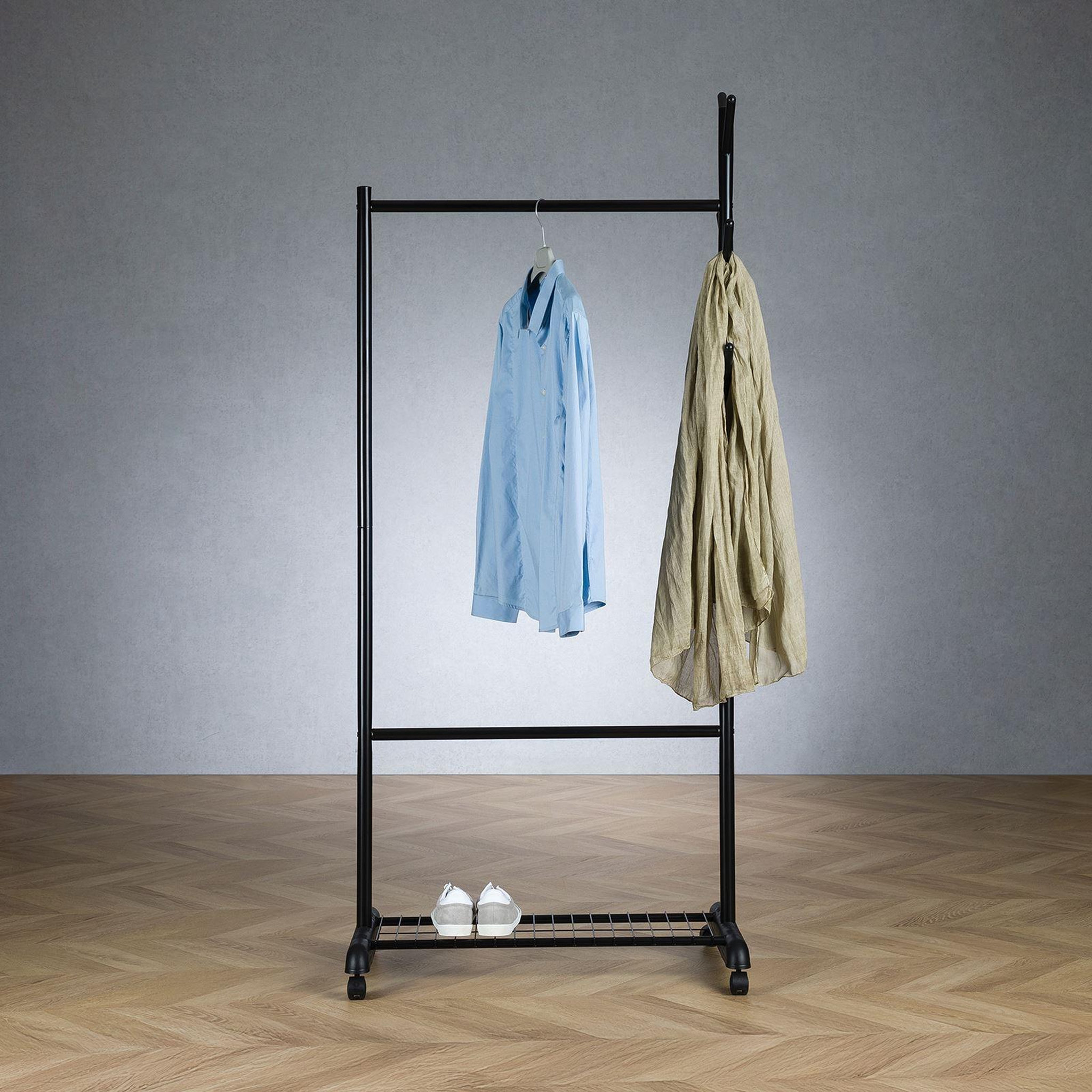 Voir la diapositive 3 : IDIMEX Penderie mobile AURIGO avec portemanteau, en métal