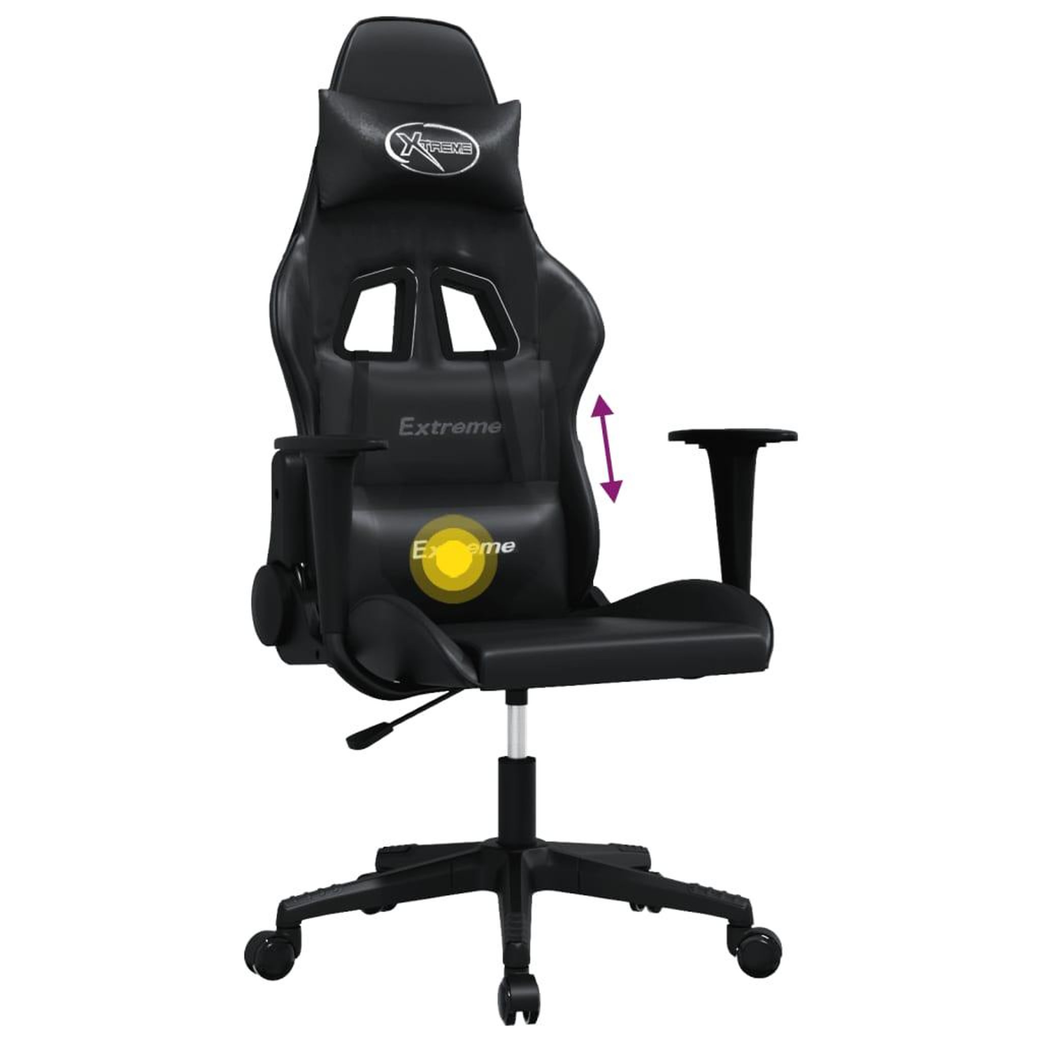Voir la diapositive 5 : VIDAXL Chaise de jeu de massage noir similicuir