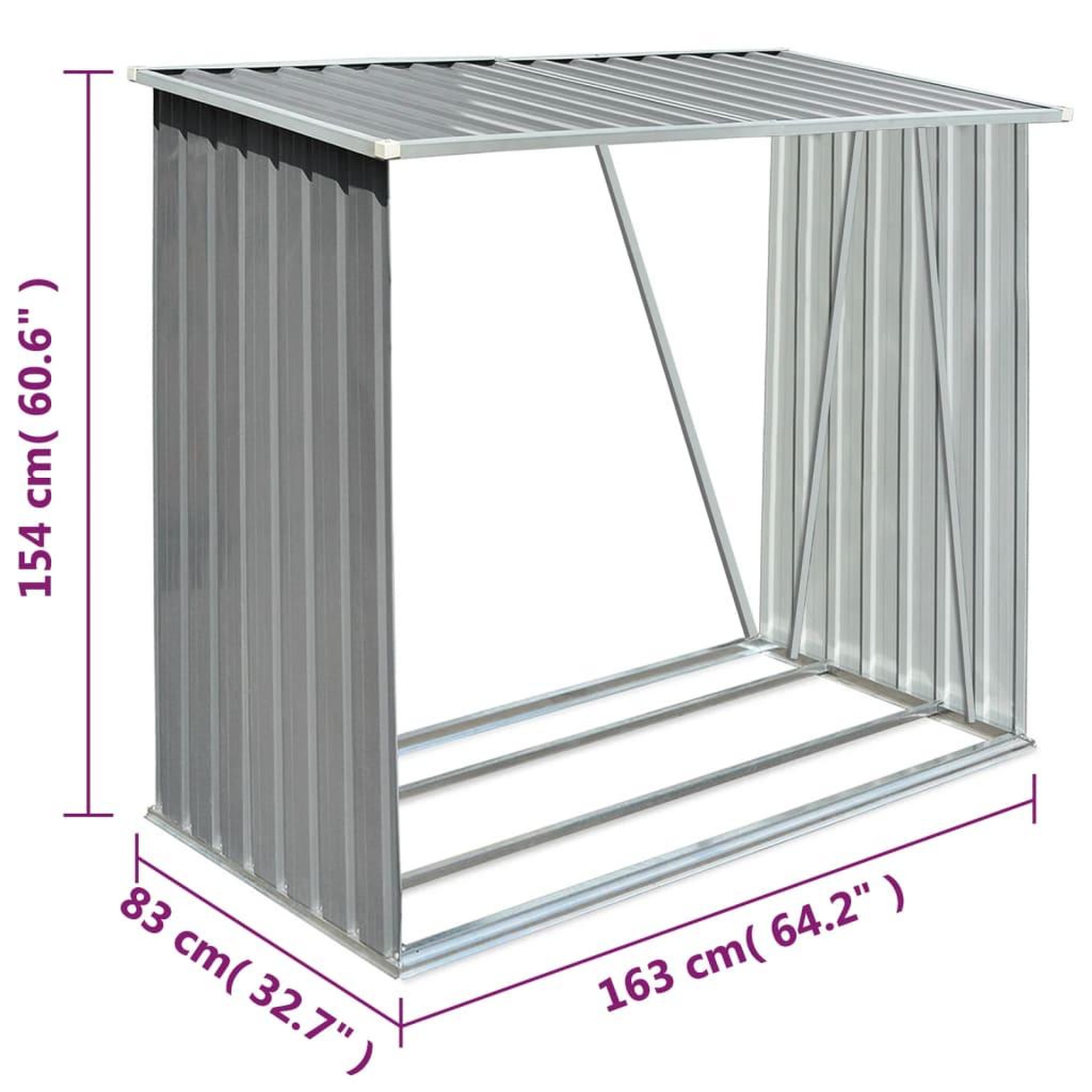 Voir la diapositive 6 : VIDAXL Abri de stockage de bois Acier galvanise 163x83x154 cm Gris