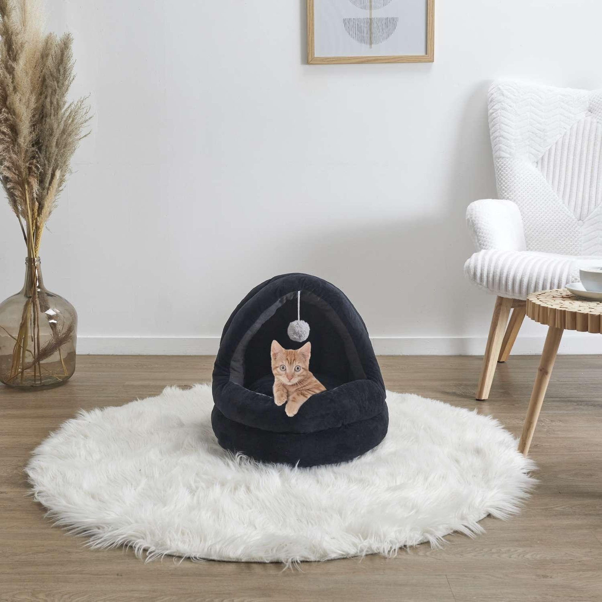 Voir la diapositive 2 : The concept Factory Panier apaisant pour chat et chien plume - gris anthracite