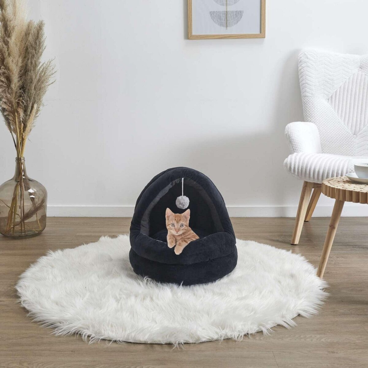 The concept Factory Panier apaisant pour chat et chien Plume - Gris anthracite