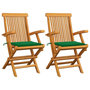 Voir la diapositive 1 : VIDAXL Chaises de jardin et coussins vert lot de 2 Bois de teck massif