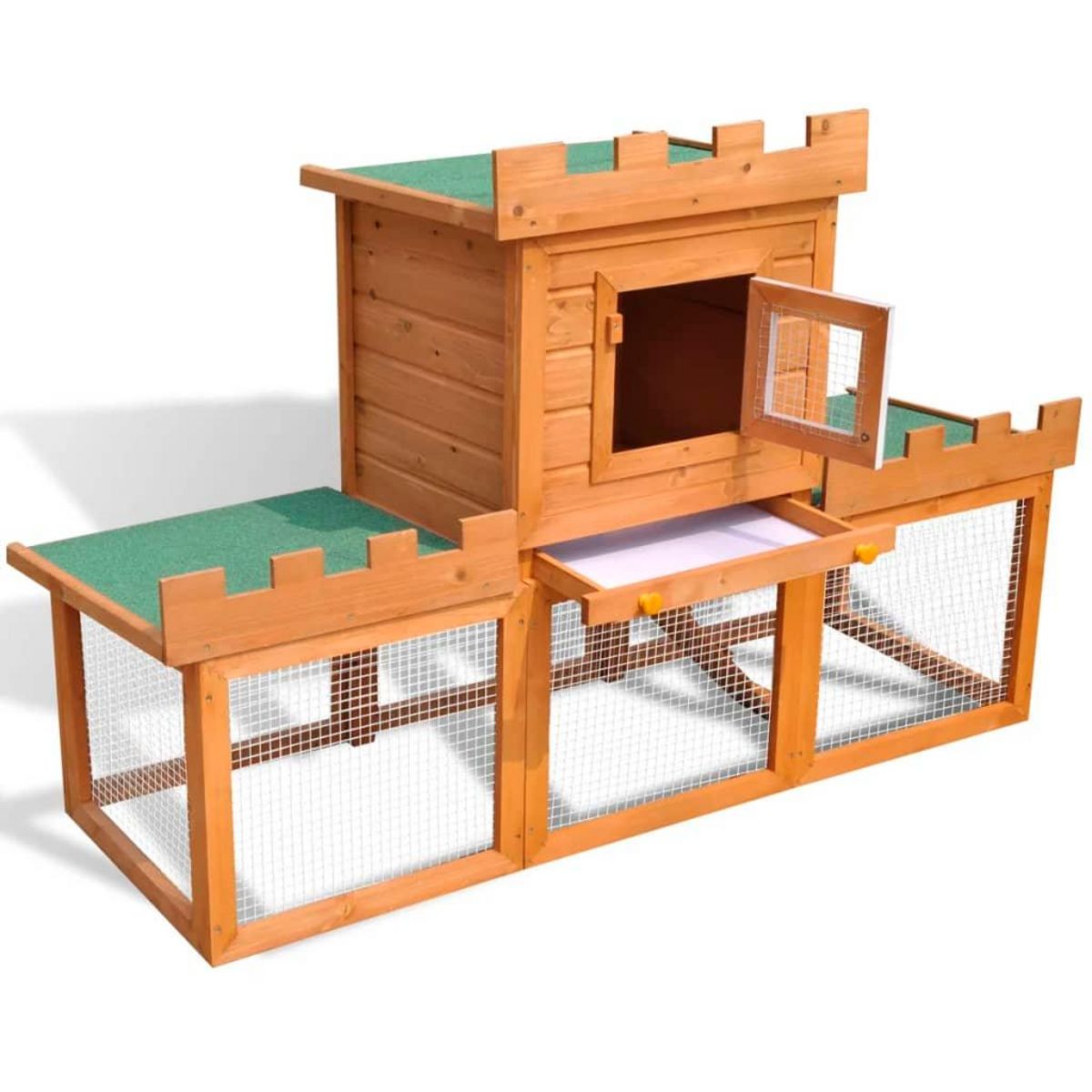 VIDAXL Clapier large d'exterieur avec 1 seule maison