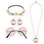 Boland Set accessoires hippie (bandeau, lunettes, boucles d'oreilles et collier)