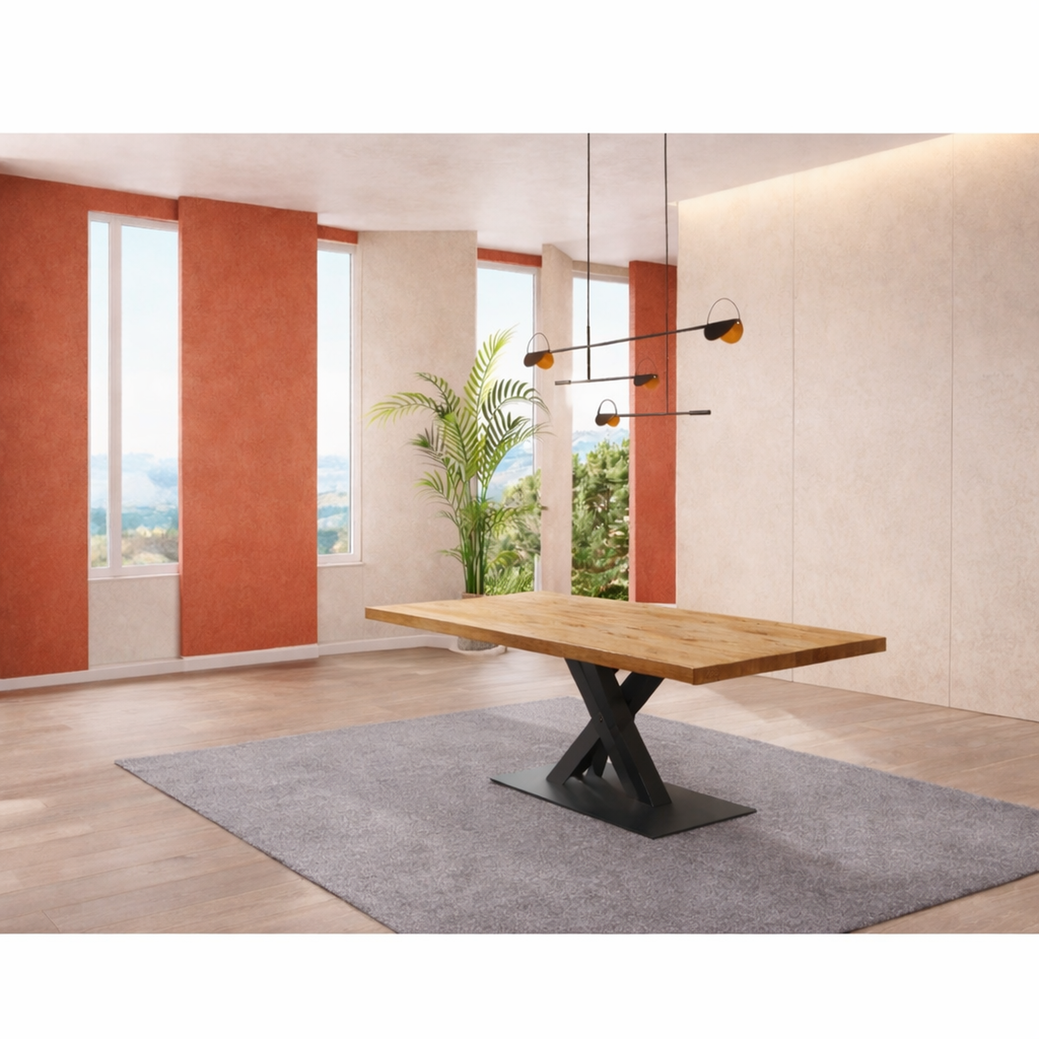 Voir la diapositive 2 : JLC KREATION Table de salle à manger moderne avec pied design 200cm RACHA