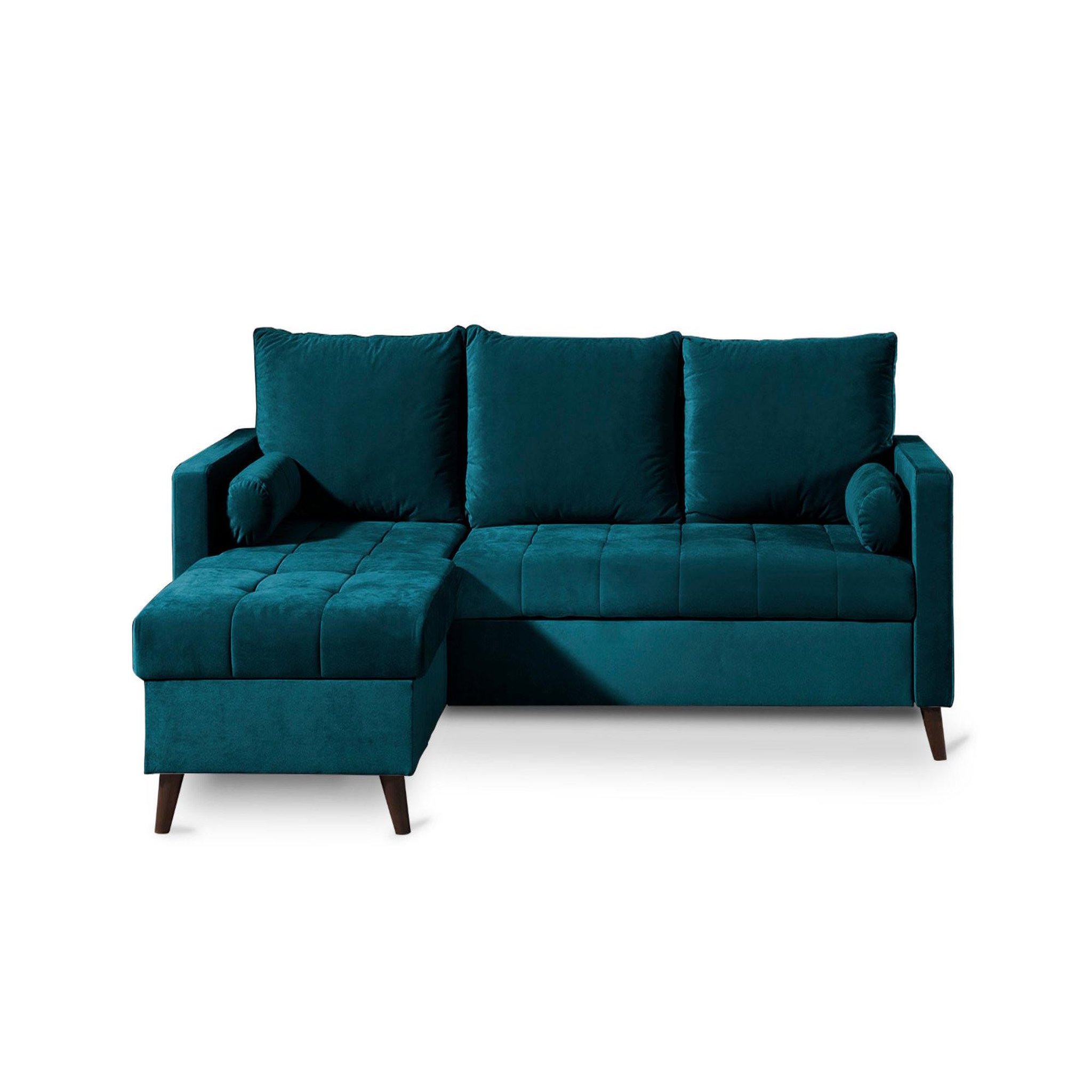 Voir la diapositive 1 : BEST MOBILIER Polar - canapé d'angle réversible convertible - en velours au design scandinave - 4 places