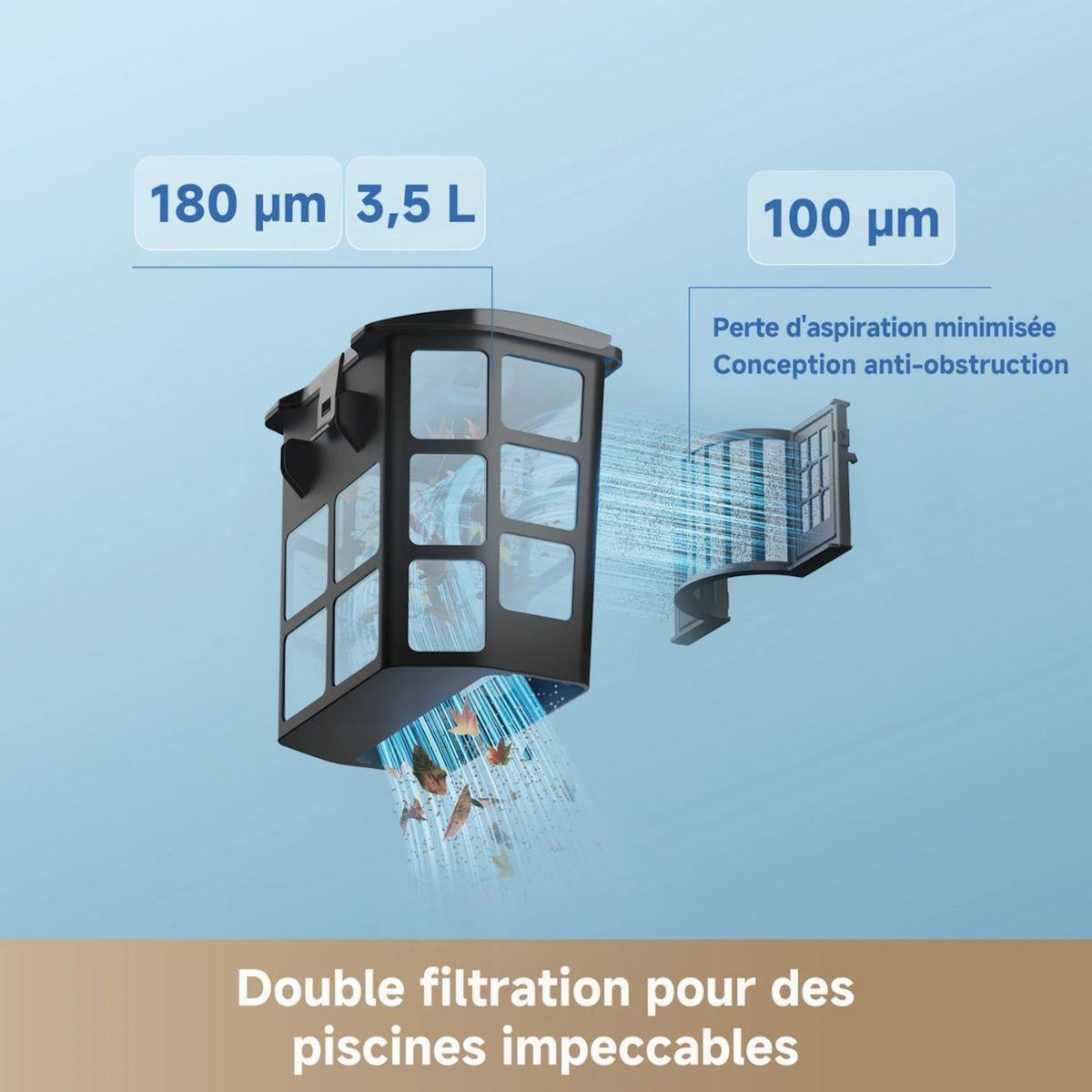 MOVA Robot piscine Diver A10 sans fil - fond, parois, ligne d'eau - Navigation avec assistance IA