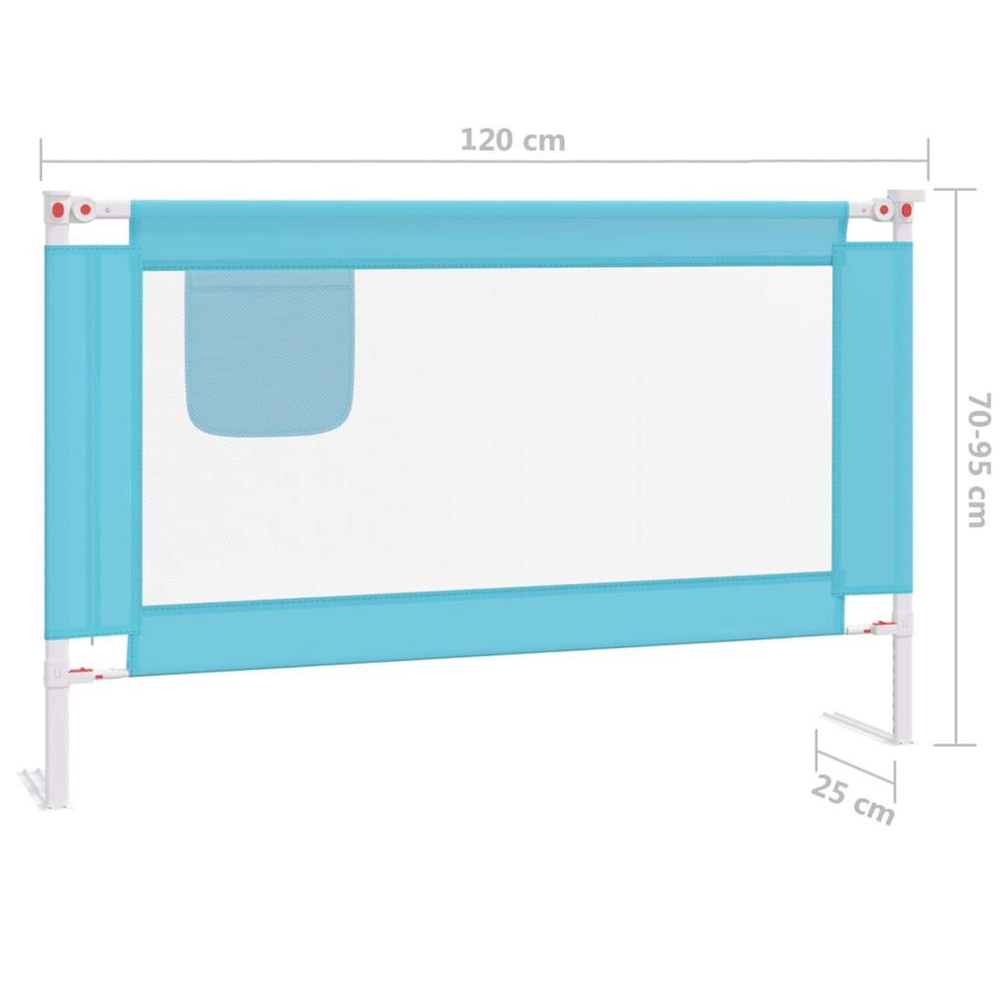 Voir la diapositive 6 : VIDAXL Barriere de securite de lit d'enfant Bleu 120x25 cm Tissu