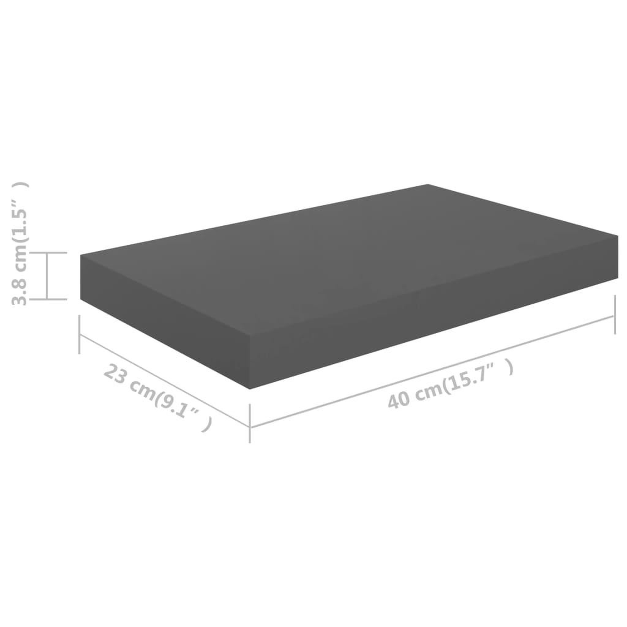 Voir la diapositive 6 : VIDAXL Etagere murale flottante Gris brillant 40x23x3,8 cm MDF