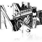Paris Prix Tableau 5 Panneaux  Concert de Jazz sur Fond de Grattes-Ciel New York. Coloris disponibles : Multicolore